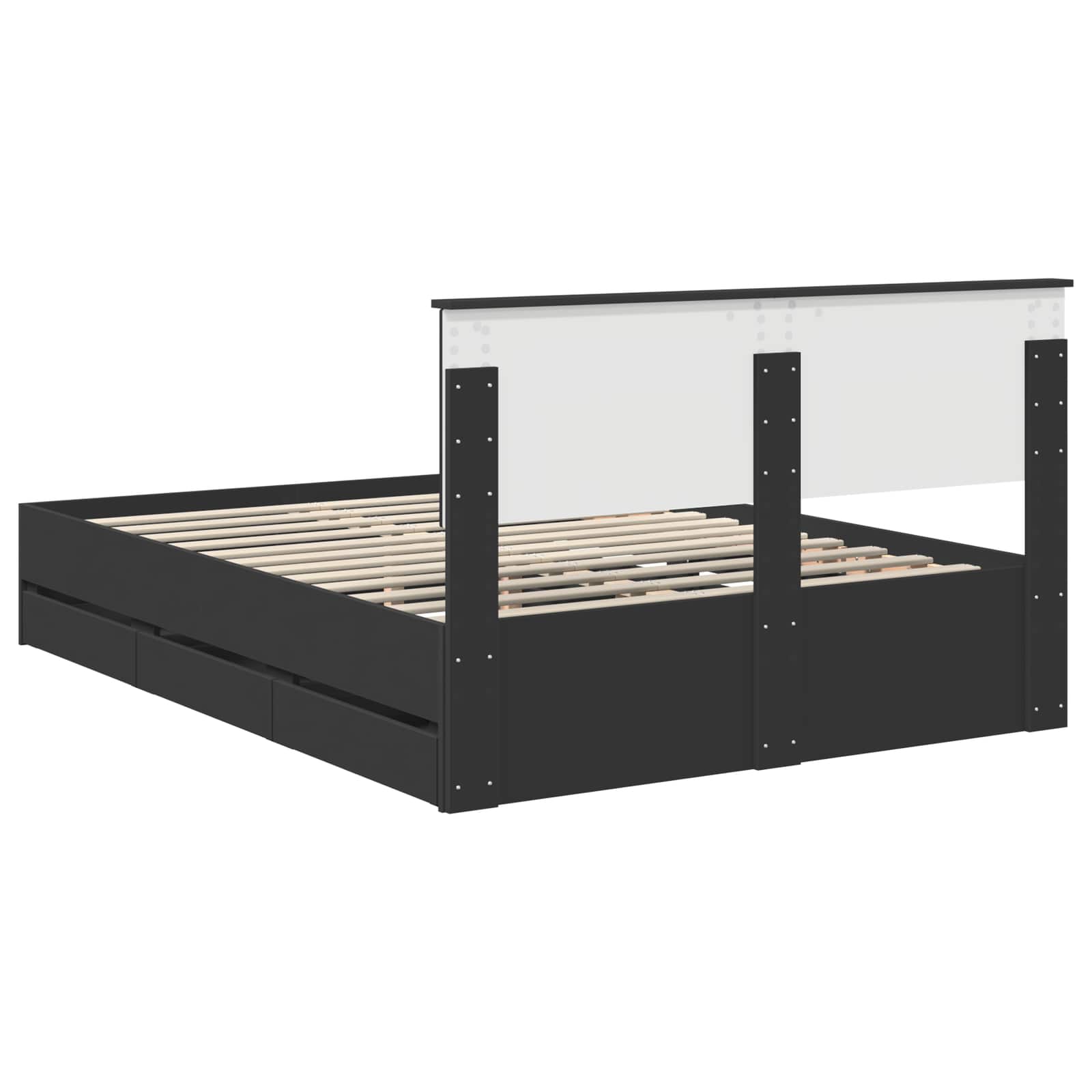 vidaXL Ramka łóżka z szufladą Czarny 140 x 190 cm Drewno inżynieryjne