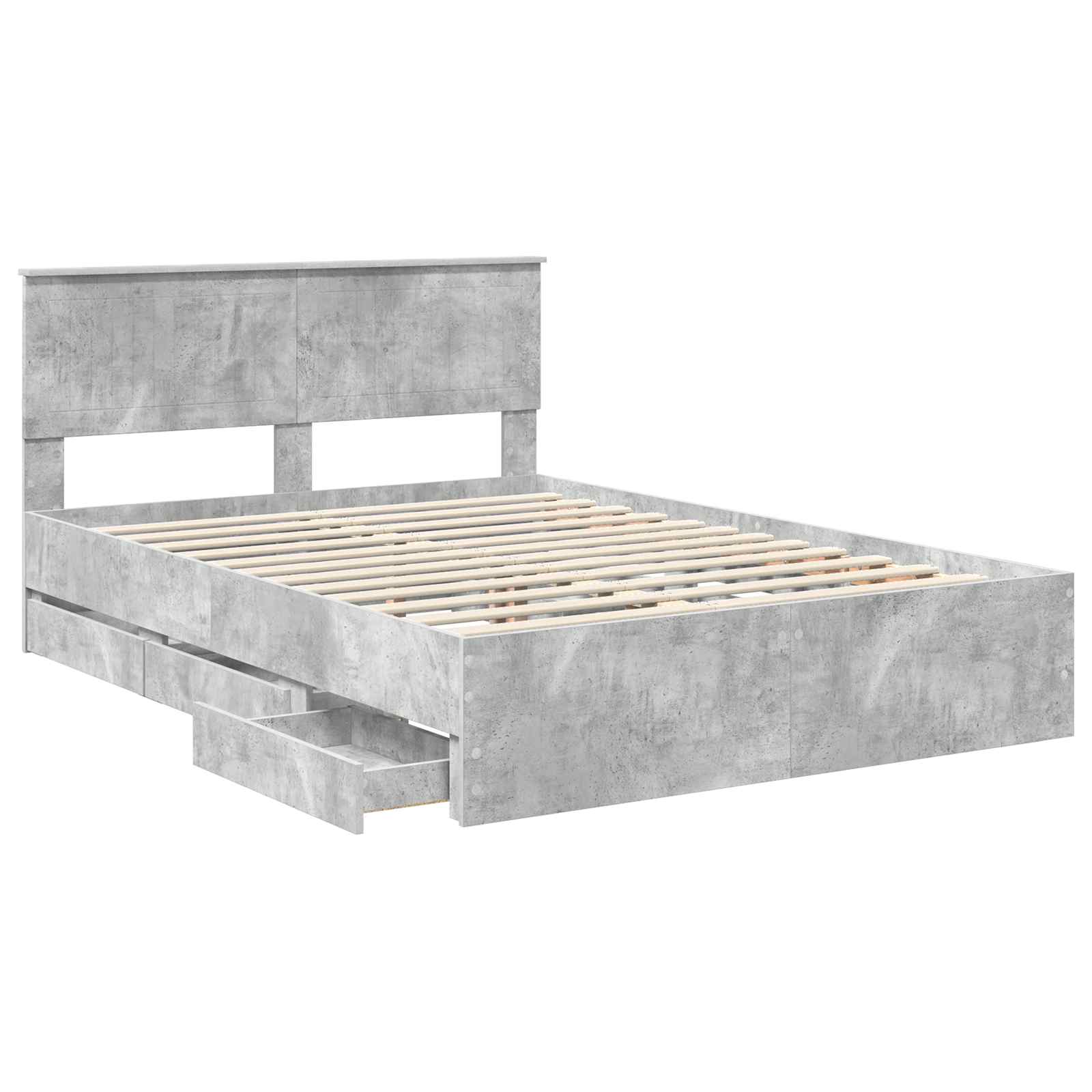 vidaXL Ramka łóżka Betonowy szary 140 x 190 cm Drewno inżynieryjne