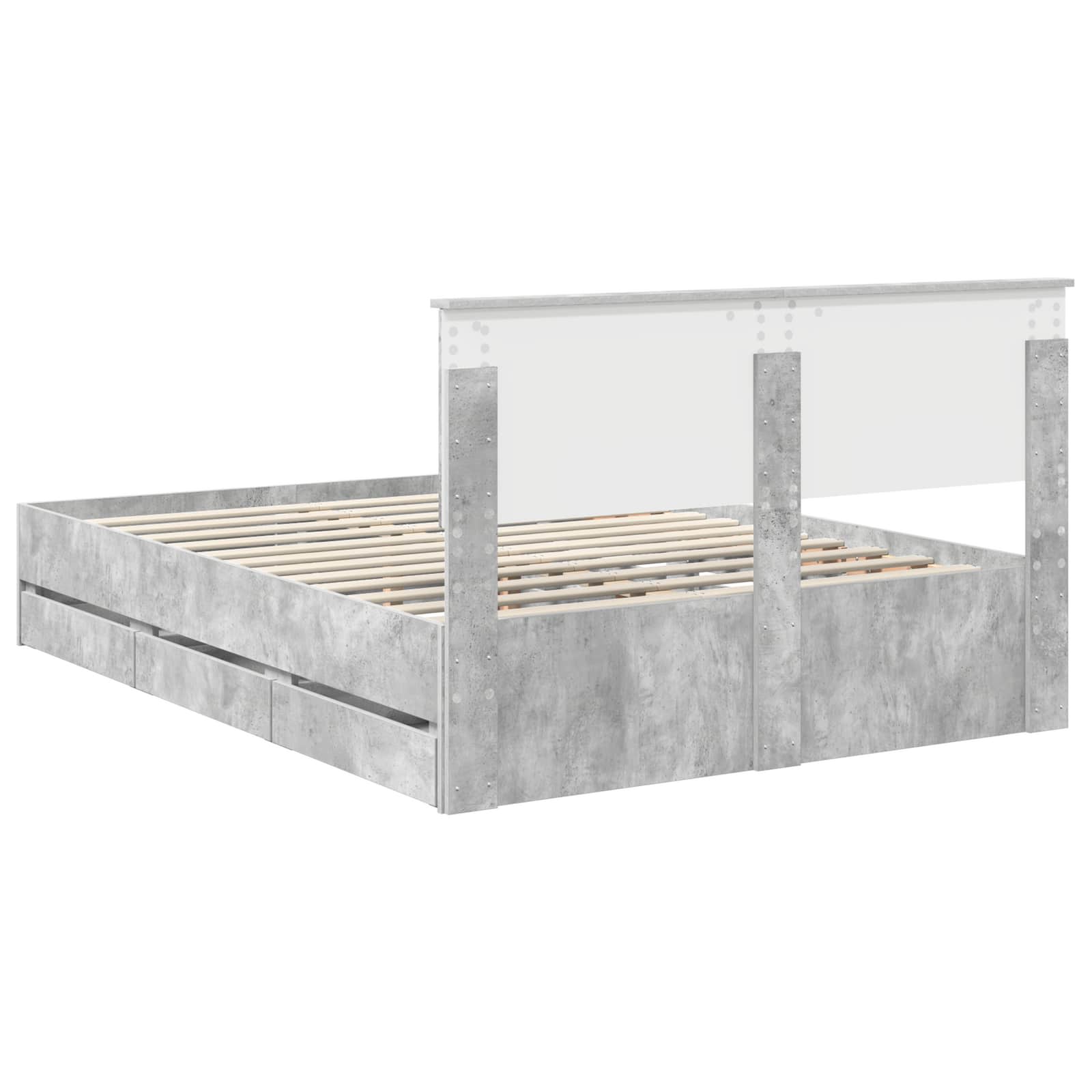 vidaXL Ramka łóżka Betonowy szary 140 x 190 cm Drewno inżynieryjne