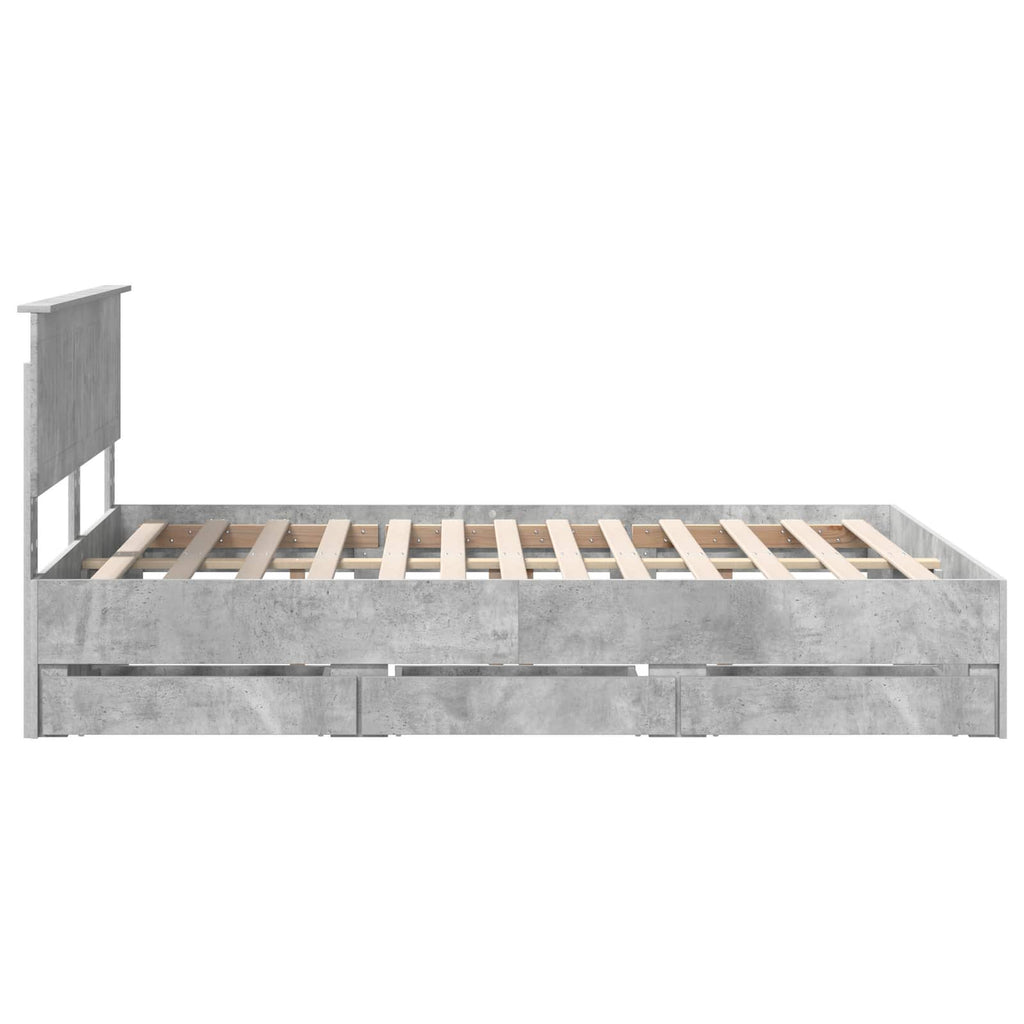 vidaXL Ramka łóżka Betonowy szary 140 x 190 cm Drewno inżynieryjne