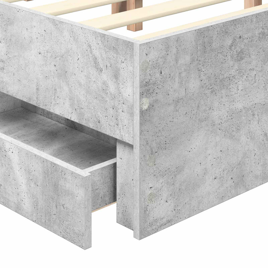 vidaXL Ramka łóżka Betonowy szary 135 x 190 cm Drewno inżynieryjne
