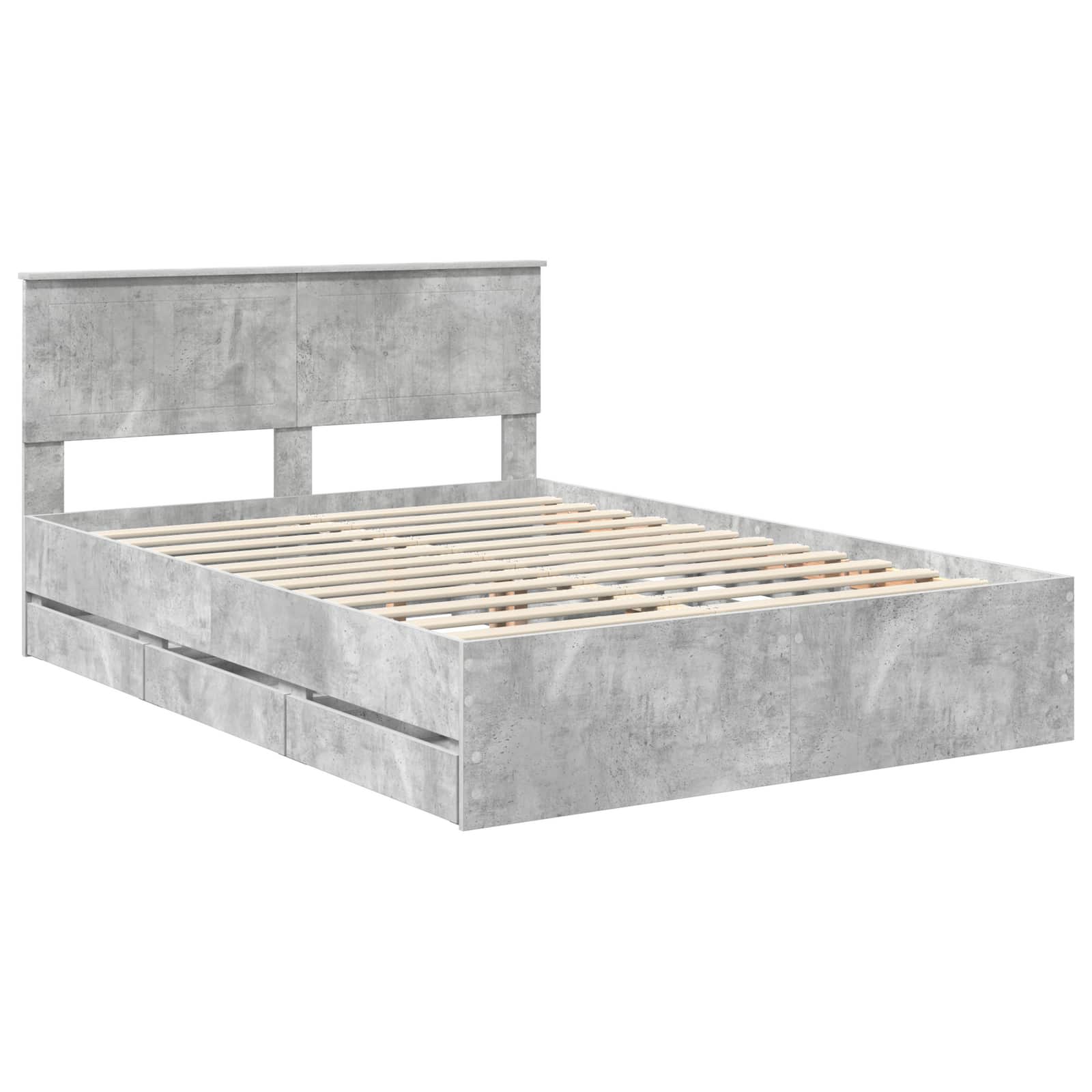 vidaXL Ramka łóżka Betonowy szary 135 x 190 cm Drewno inżynieryjne