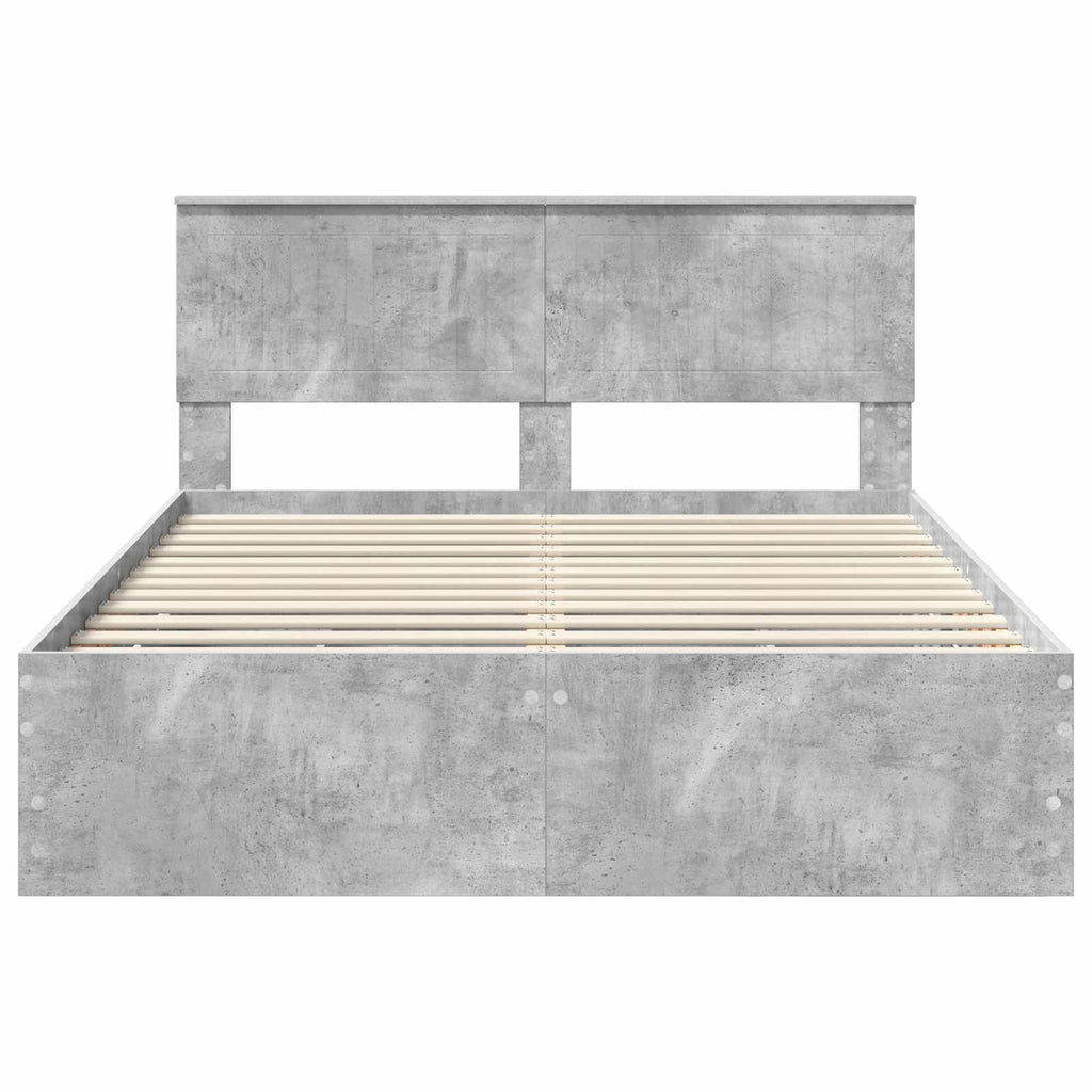 vidaXL Ramka łóżka Betonowy szary 135 x 190 cm Drewno inżynieryjne
