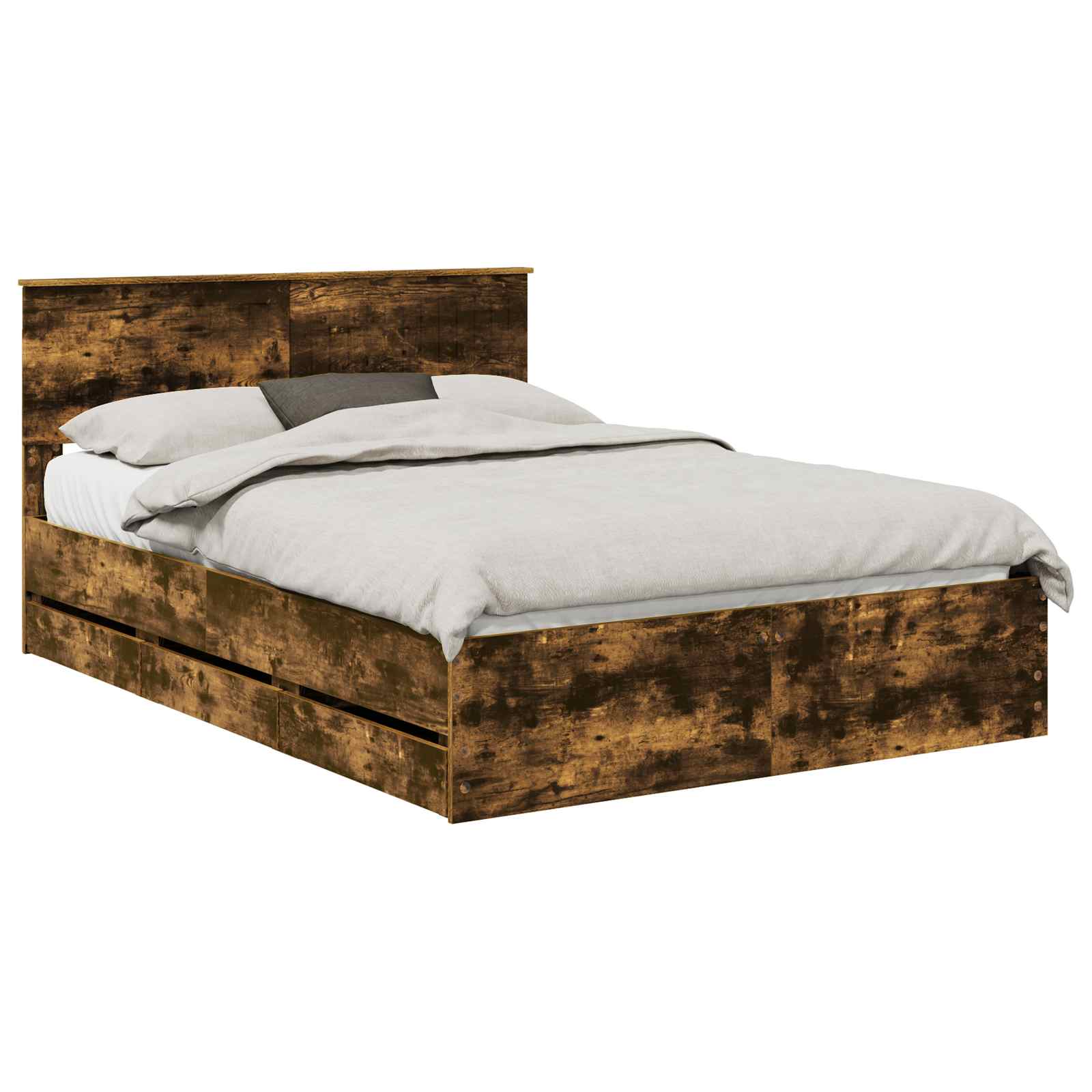 vidaXL Ramka łóżka Dąb wędzony 135 x 190 cm Drewno inżynieryjne