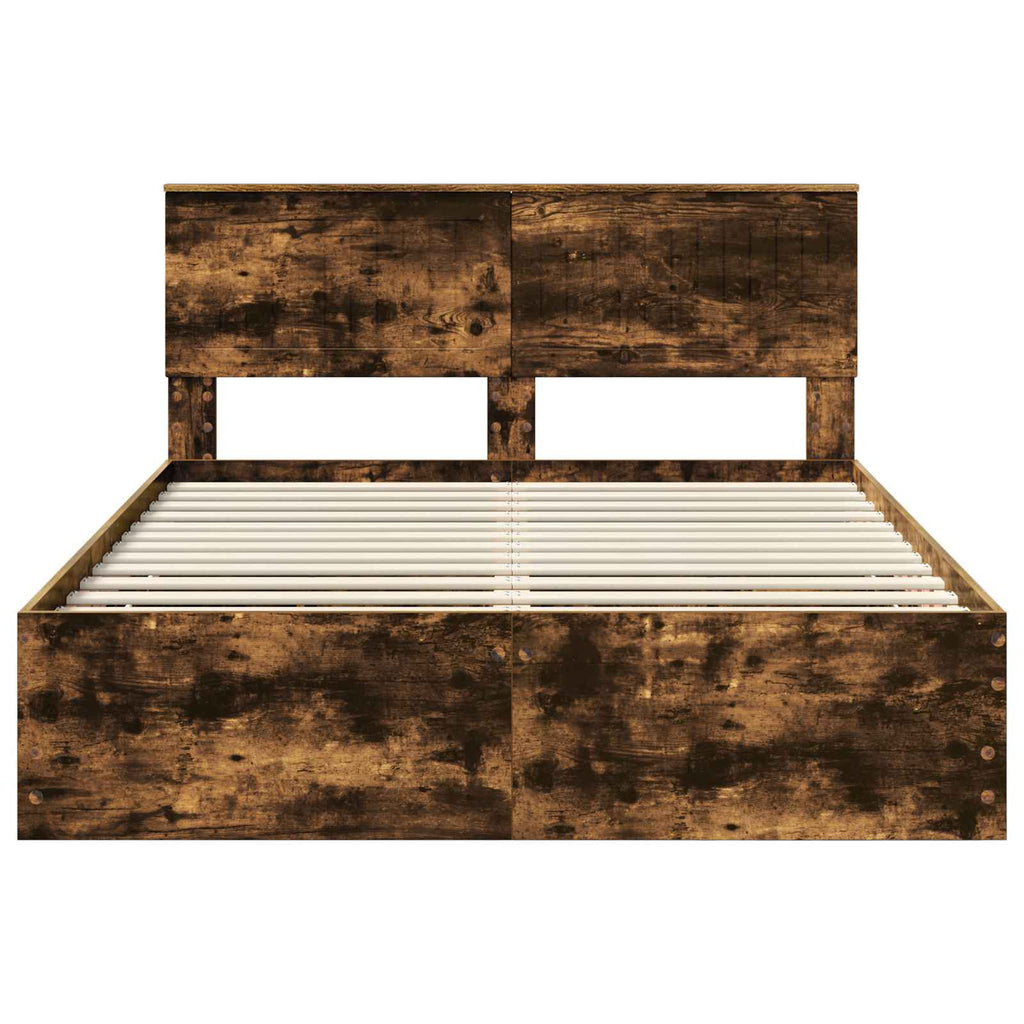 vidaXL Ramka łóżka Dąb wędzony 135 x 190 cm Drewno inżynieryjne