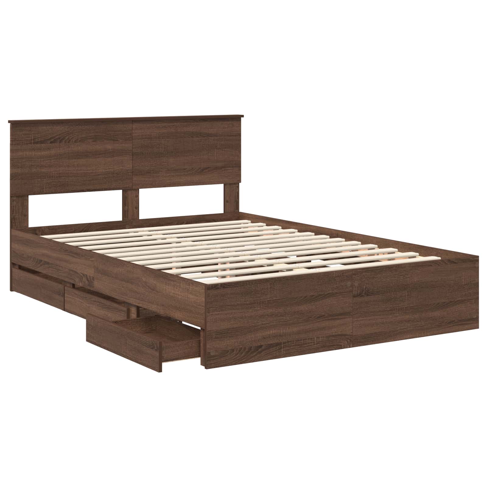 vidaXL Ramka łóżka Brązowy dąb 135 x 190 cm Drewno inżynieryjne