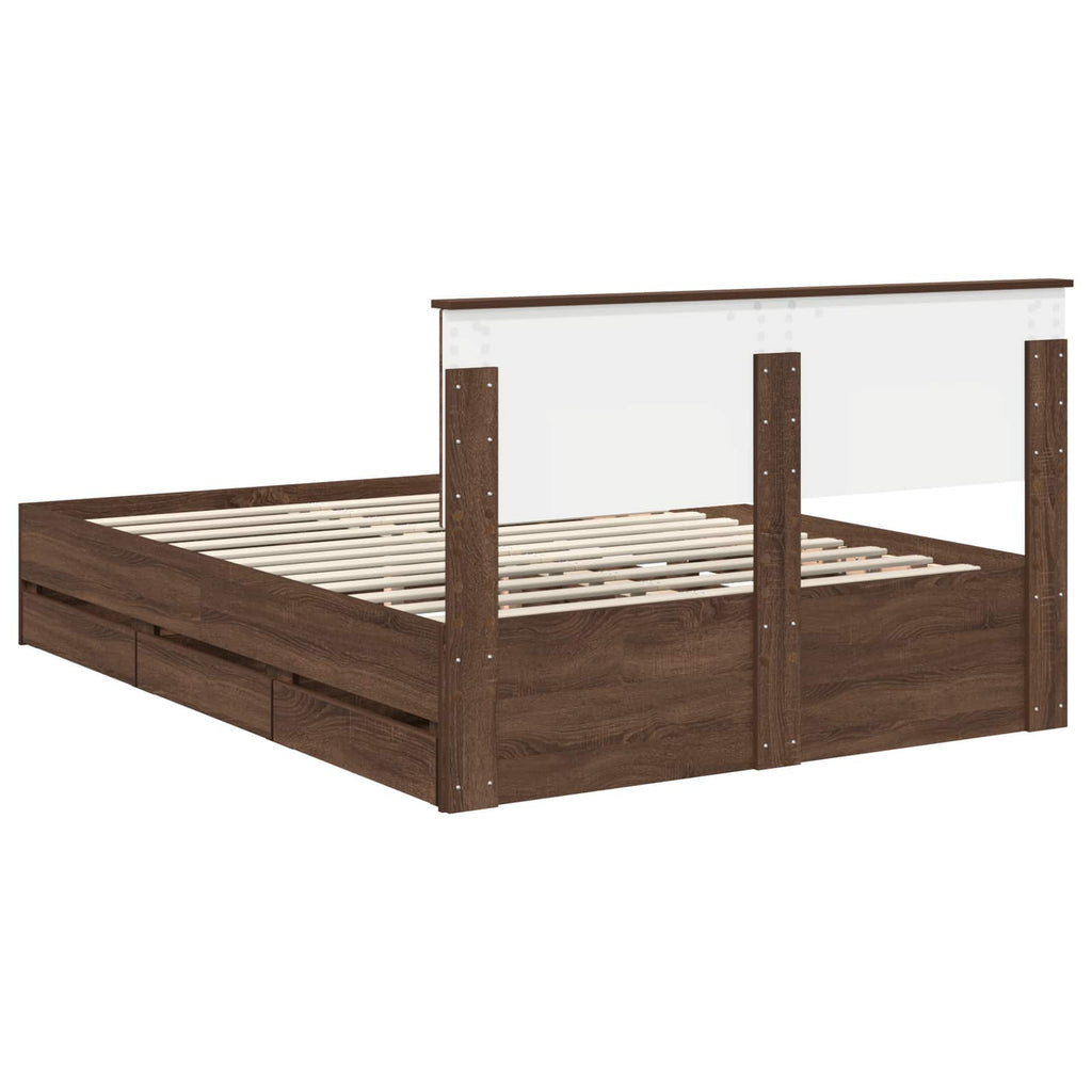 vidaXL Ramka łóżka Brązowy dąb 135 x 190 cm Drewno inżynieryjne