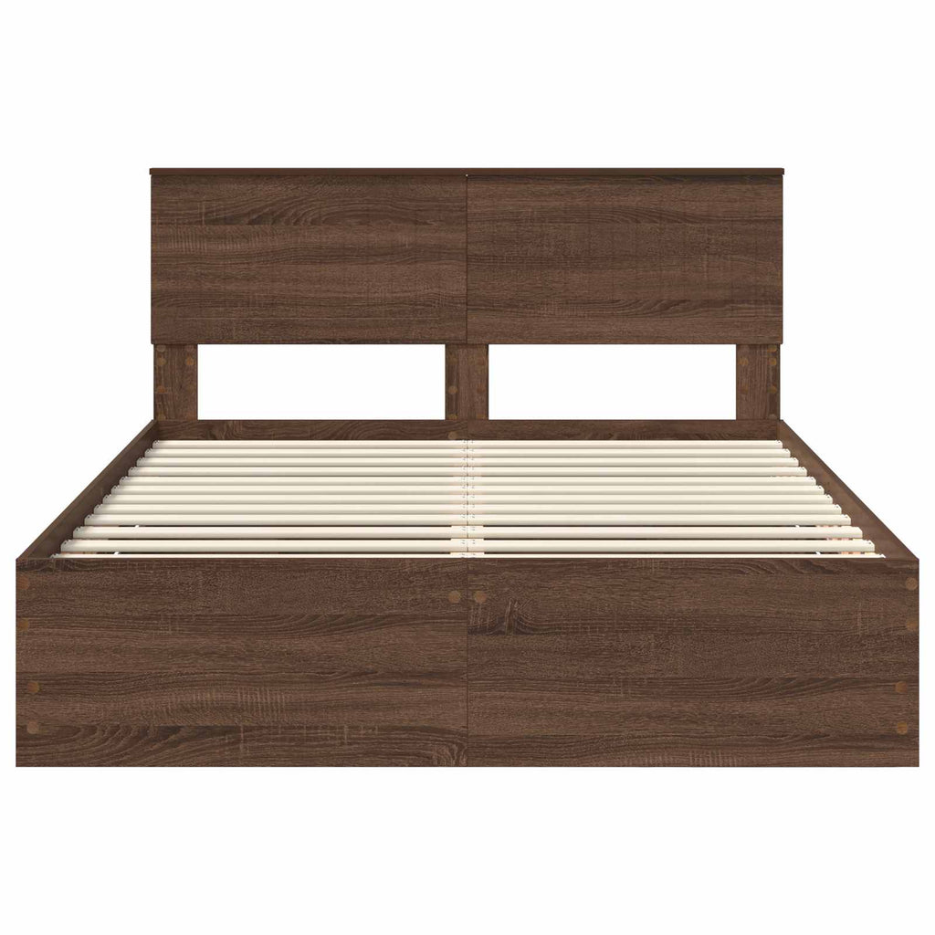 vidaXL Ramka łóżka Brązowy dąb 135 x 190 cm Drewno inżynieryjne