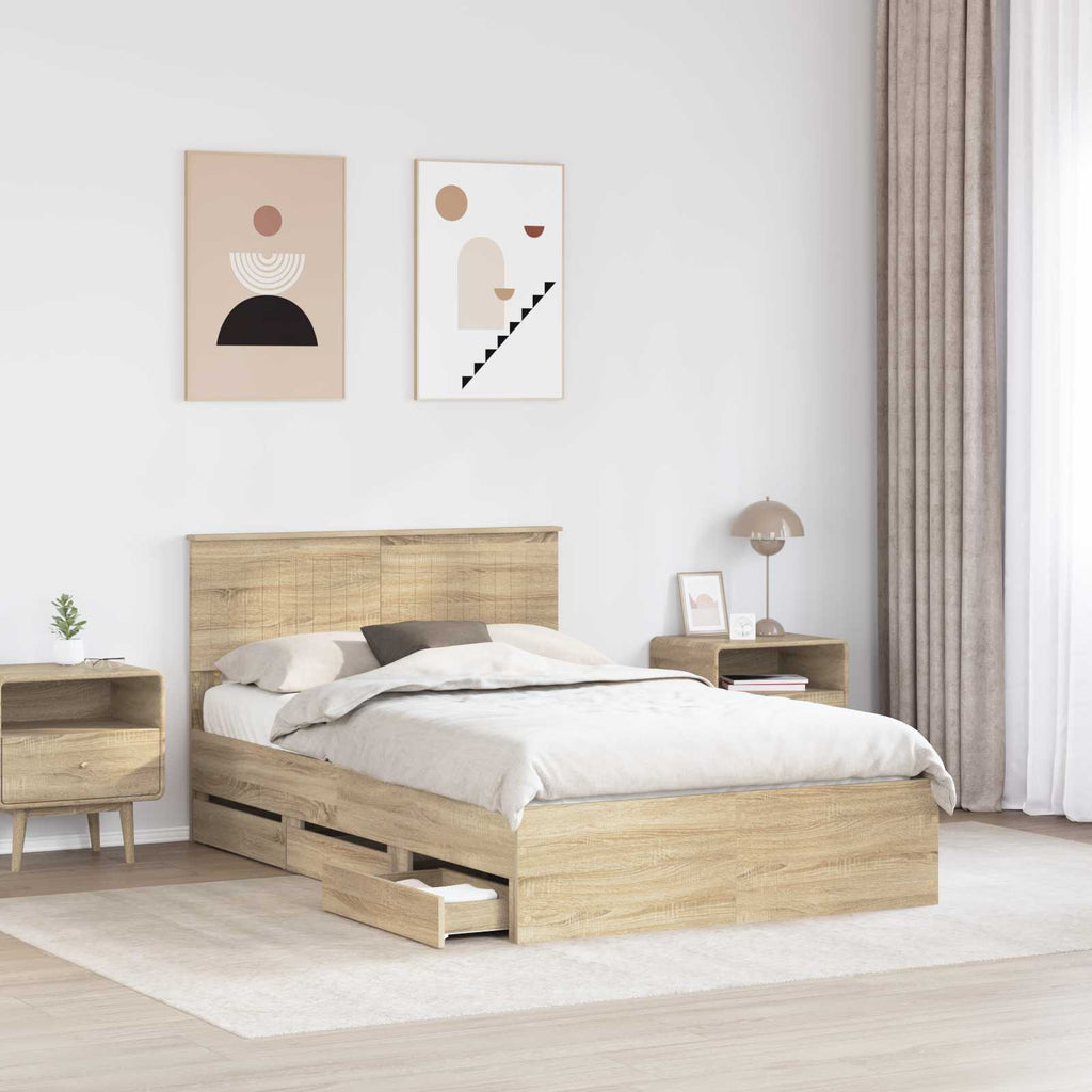 vidaXL Ramka łóżka Dąb Sonoma 120 x 200 cm Drewno inżynieryjne
