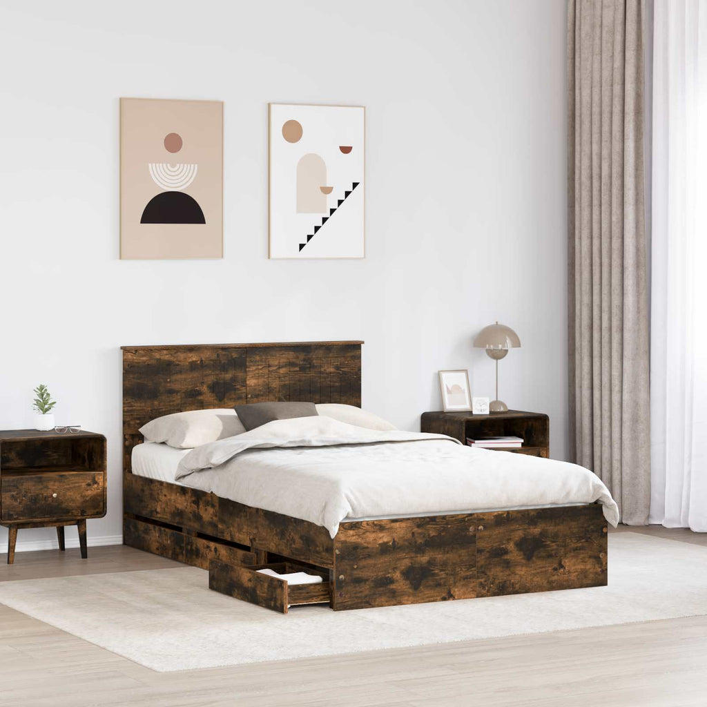 vidaXL Ramka łóżka Dąb wędzony 120 x 200 cm Drewno inżynieryjne