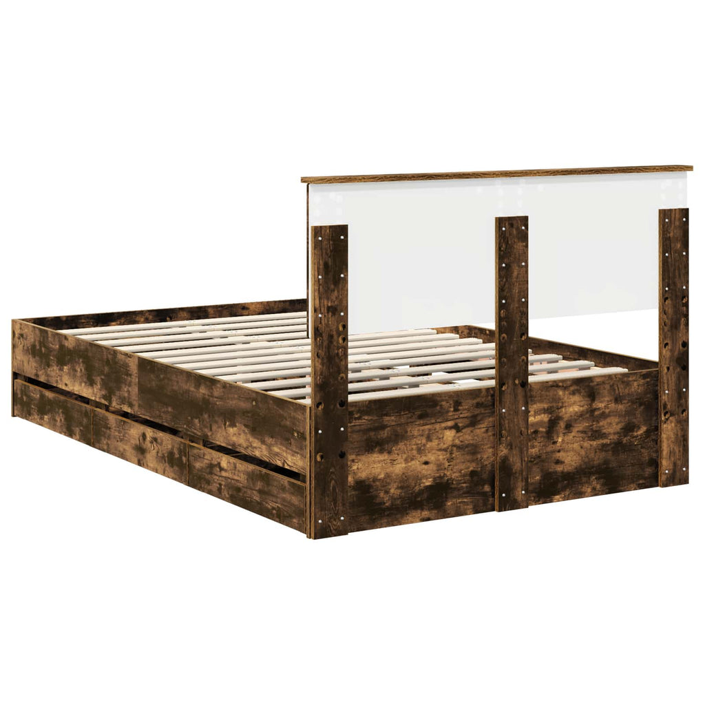 vidaXL Ramka łóżka Dąb wędzony 120 x 200 cm Drewno inżynieryjne