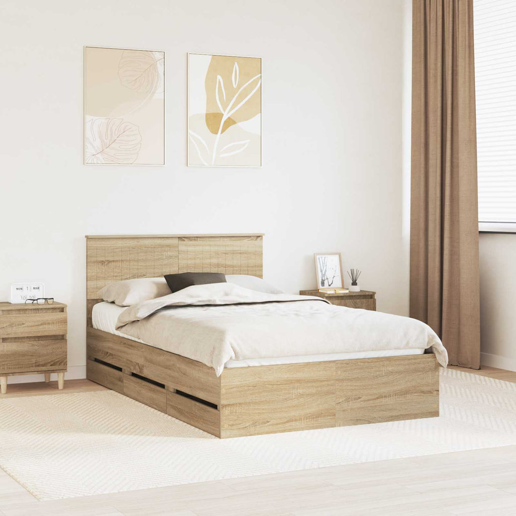 vidaXL Ramka łóżka Dąb Sonoma 120 x 190 cm Drewno inżynieryjne