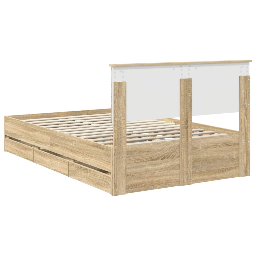 vidaXL Ramka łóżka Dąb Sonoma 120 x 190 cm Drewno inżynieryjne