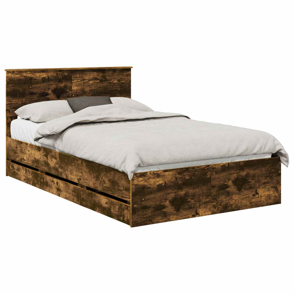 vidaXL Ramka łóżka Dąb wędzony 120 x 190 cm Drewno inżynieryjne