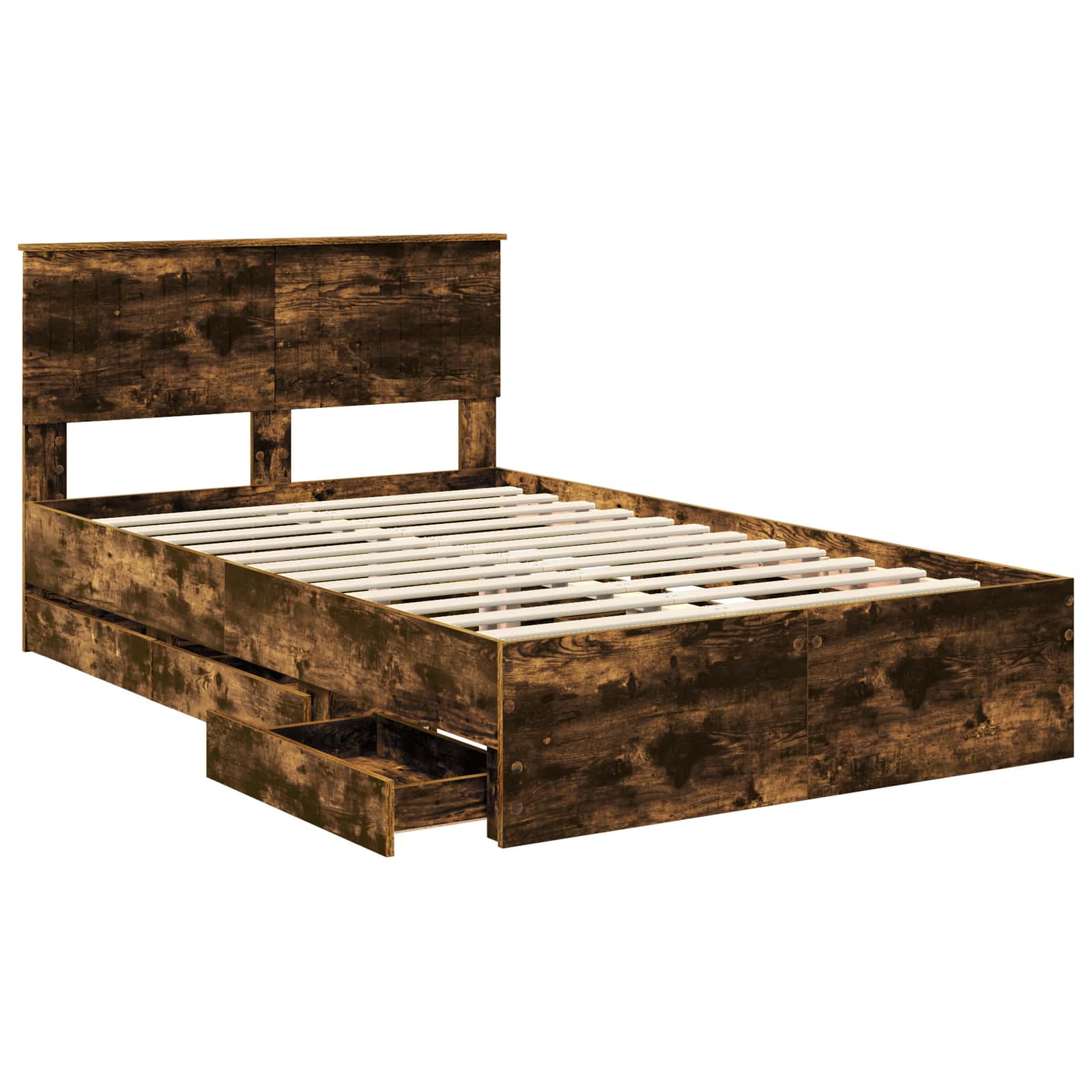 vidaXL Ramka łóżka Dąb wędzony 120 x 190 cm Drewno inżynieryjne