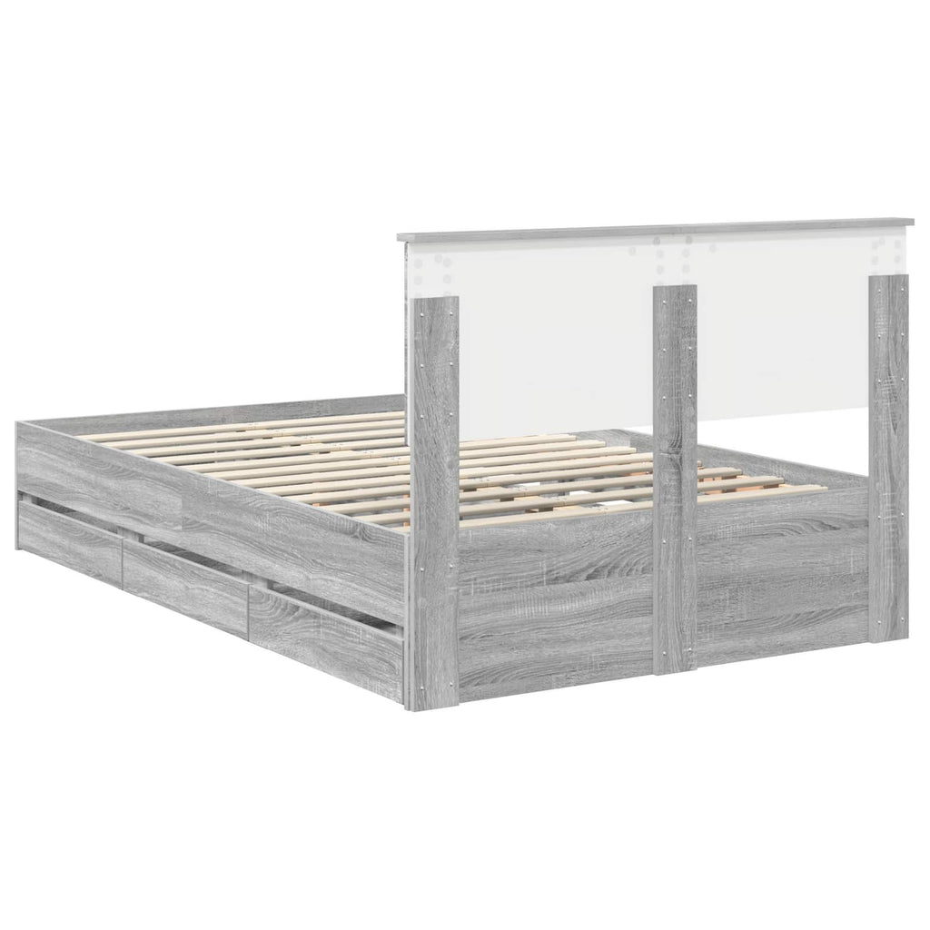 vidaXL Ramka łóżka Szary Sonoma 120 x 190 cm Drewno inżynieryjne