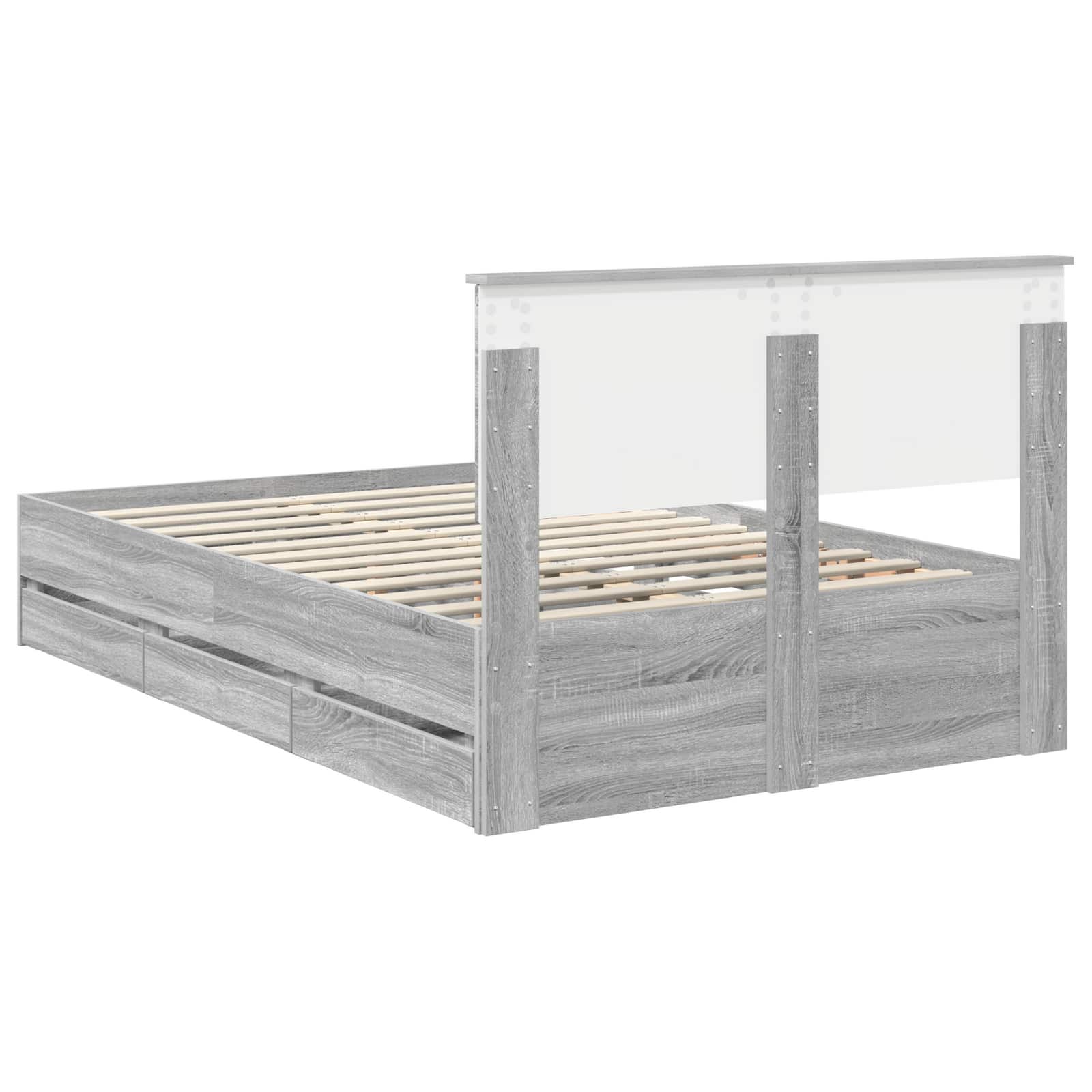 vidaXL Ramka łóżka Szary Sonoma 120 x 190 cm Drewno inżynieryjne