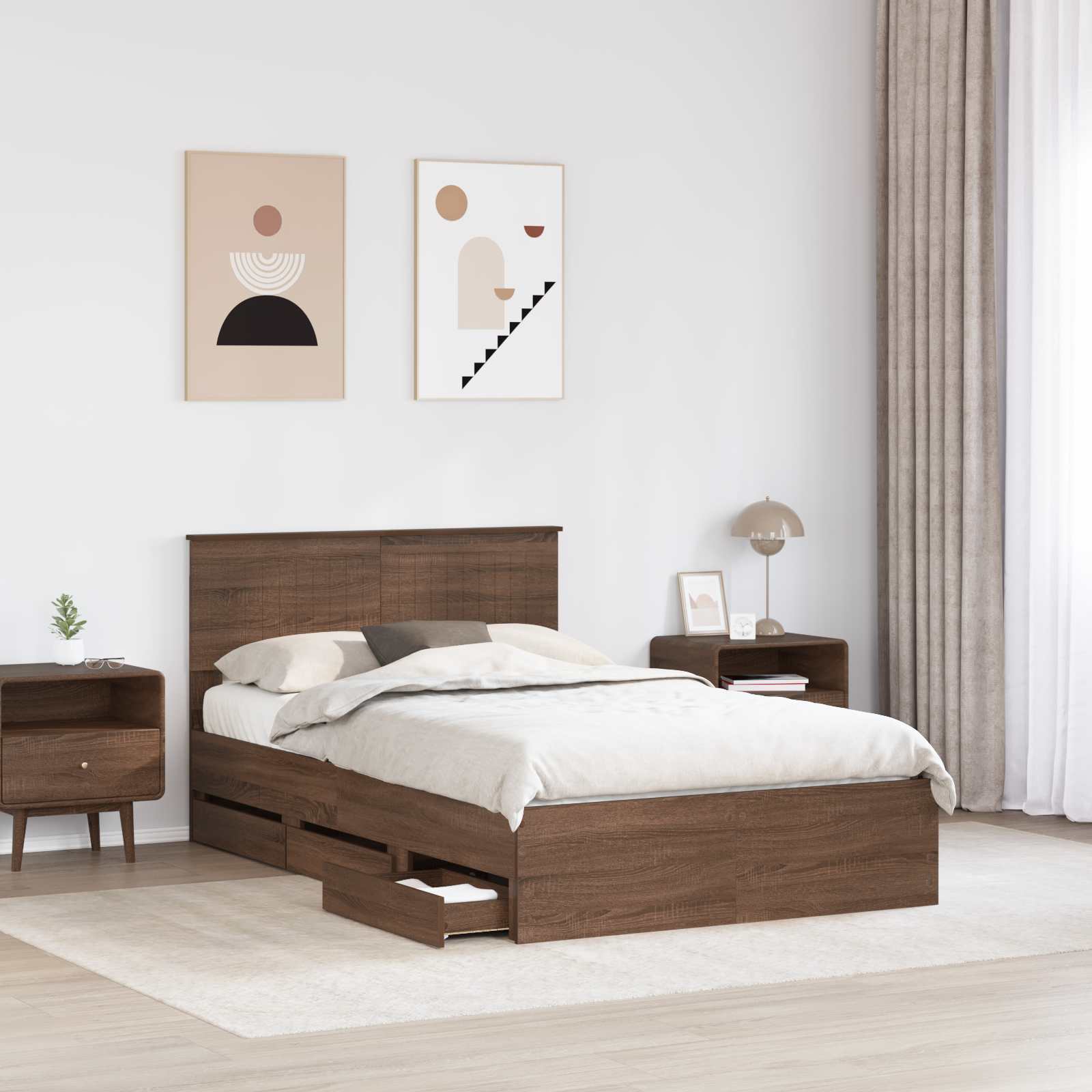 vidaXL Ramka łóżka Brązowy dąb 120 x 190 cm Drewno inżynieryjne