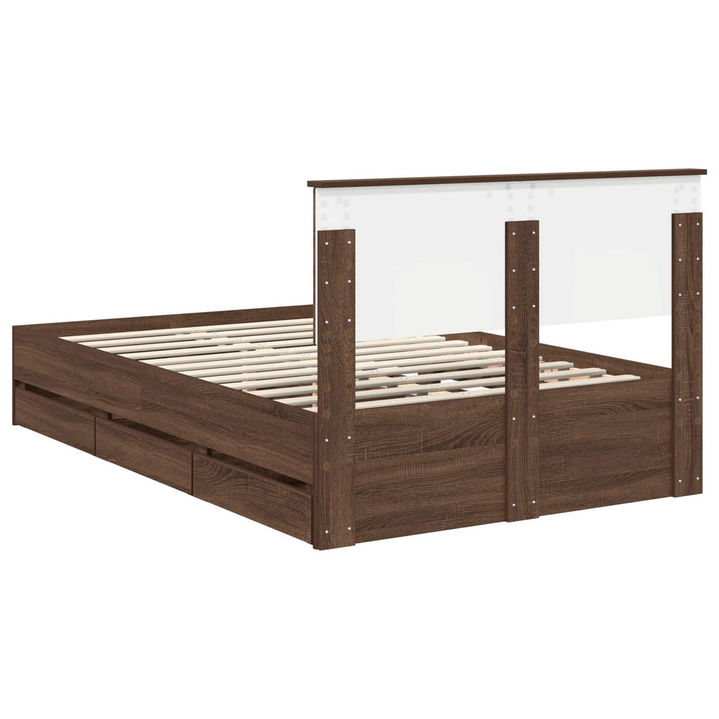 vidaXL Ramka łóżka Brązowy dąb 120 x 190 cm Drewno inżynieryjne