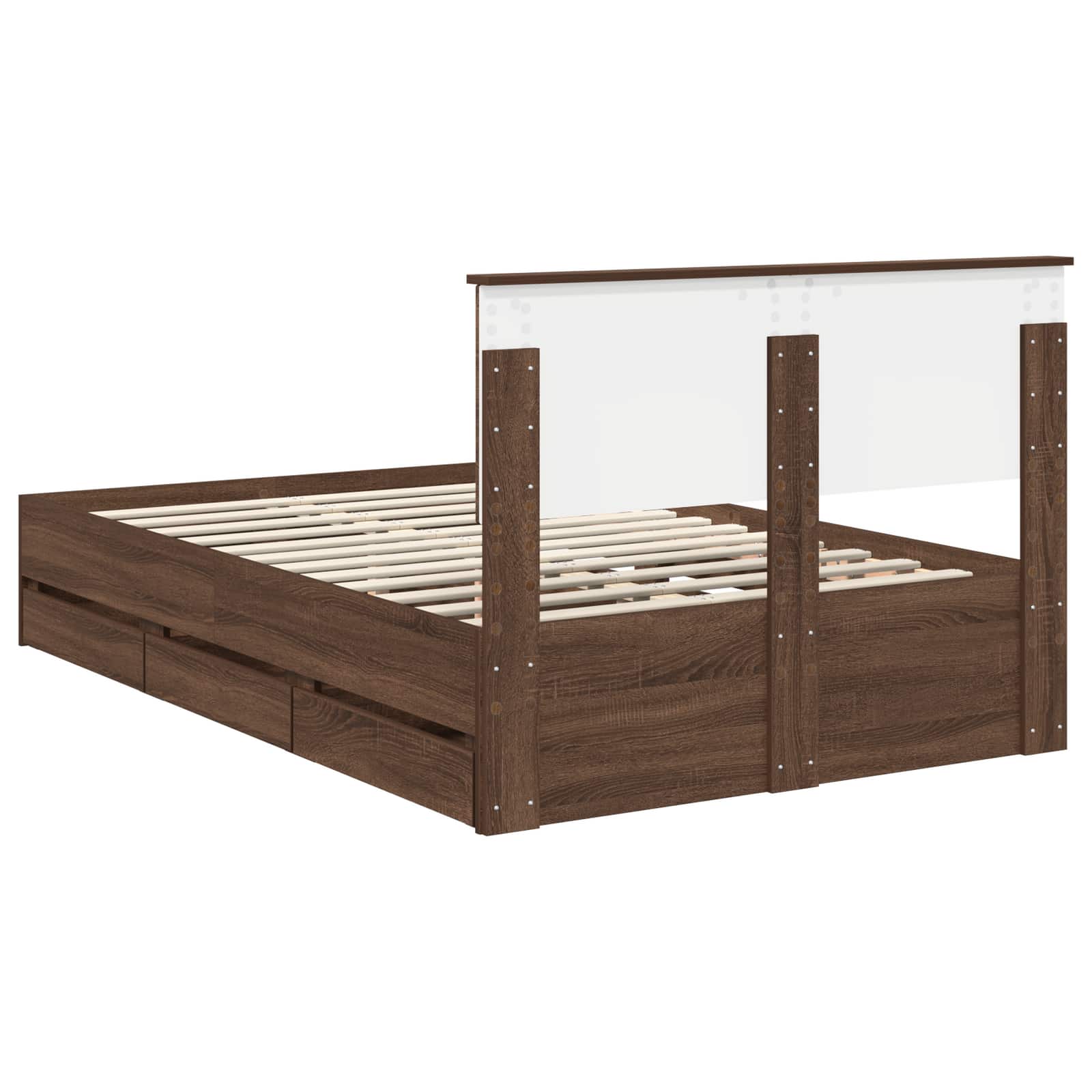 vidaXL Ramka łóżka Brązowy dąb 120 x 190 cm Drewno inżynieryjne