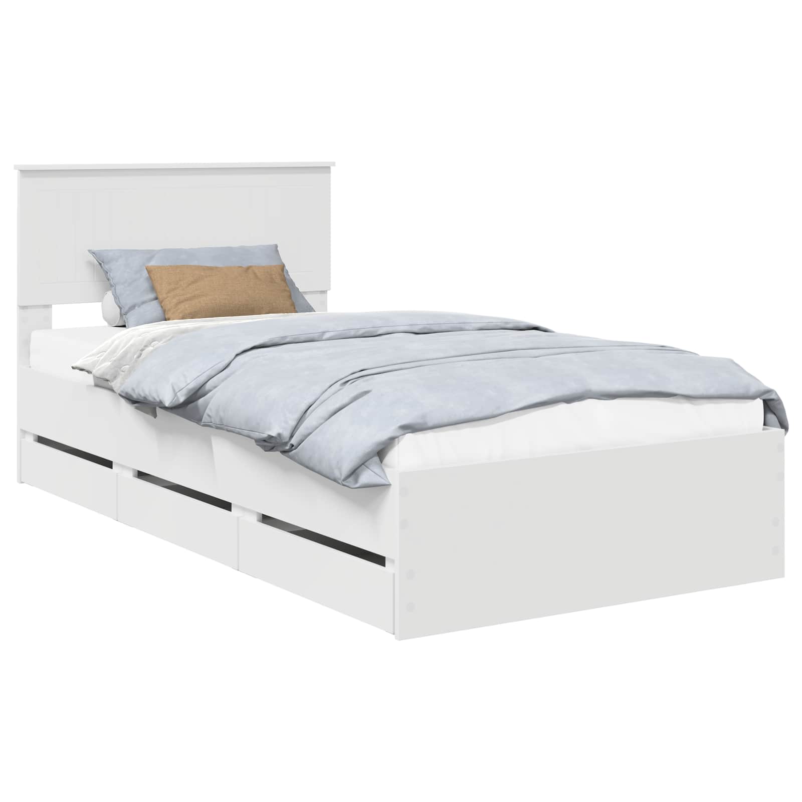vidaXL Ramka łóżka z szufladą Biały 100 x 200 cm Drewno inżynieryjne