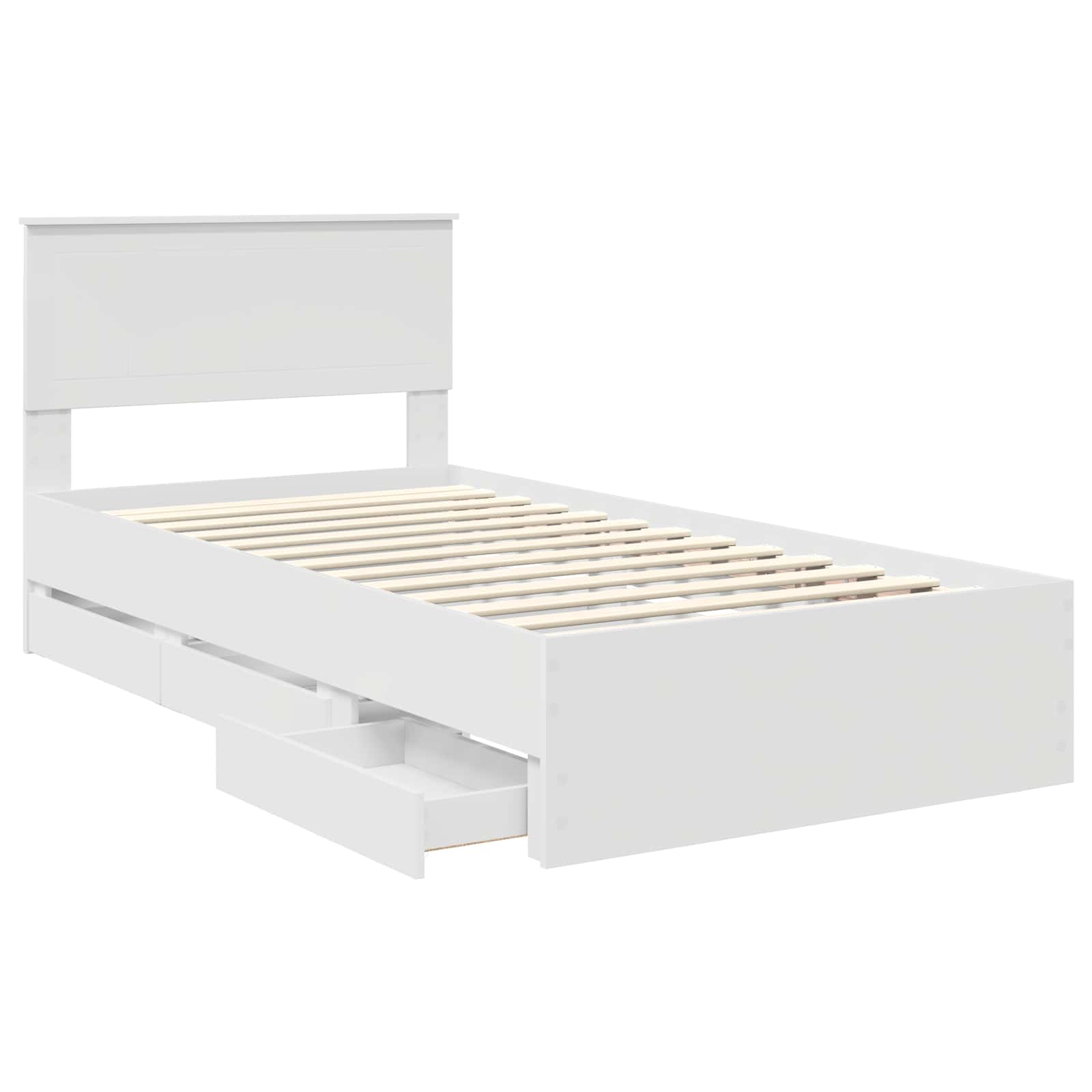vidaXL Ramka łóżka z szufladą Biały 100 x 200 cm Drewno inżynieryjne