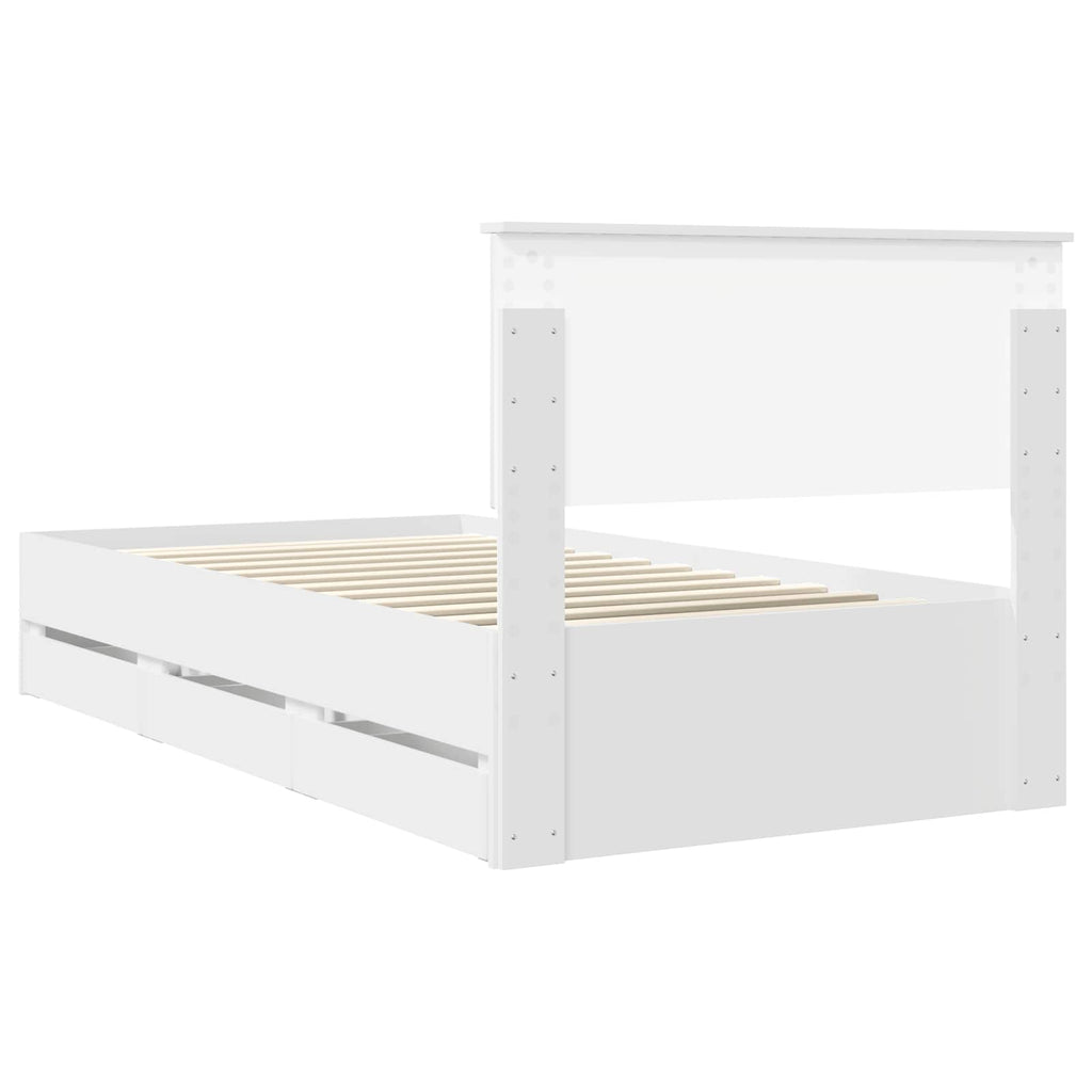 vidaXL Ramka łóżka z szufladą Biały 100 x 200 cm Drewno inżynieryjne