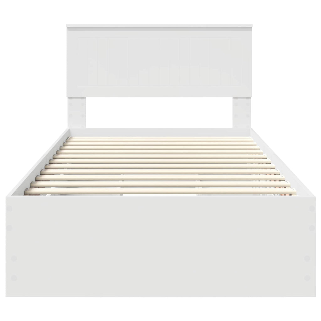 vidaXL Ramka łóżka z szufladą Biały 100 x 200 cm Drewno inżynieryjne