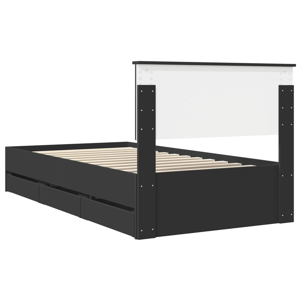 vidaXL Ramka łóżka z szufladą Czarny 100 x 200 cm Drewno inżynieryjne