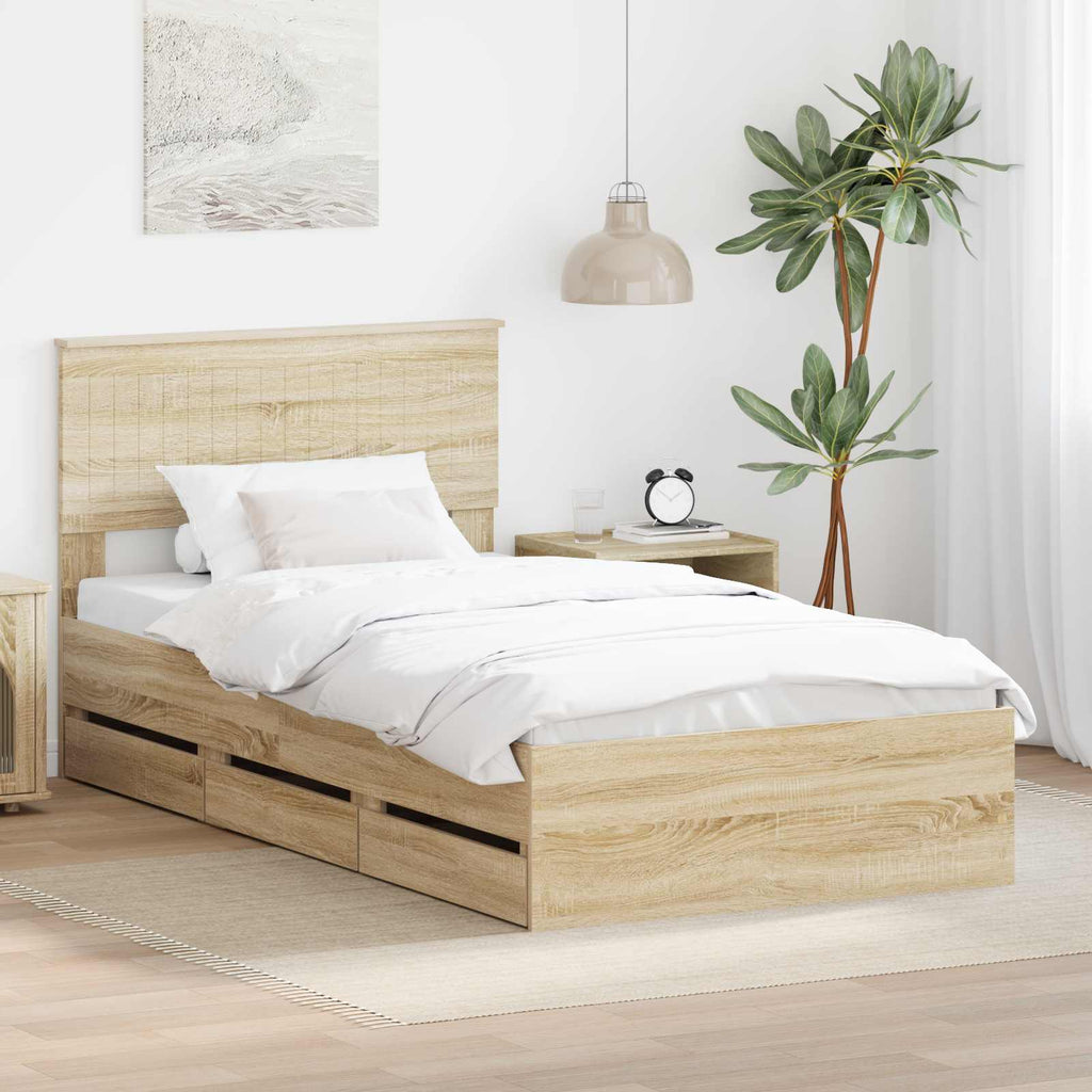 vidaXL Ramka łóżka Dąb Sonoma 100 x 200 cm Drewno inżynieryjne