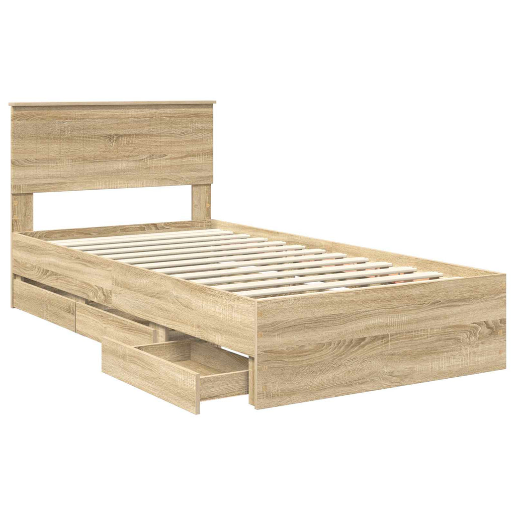vidaXL Ramka łóżka Dąb Sonoma 100 x 200 cm Drewno inżynieryjne
