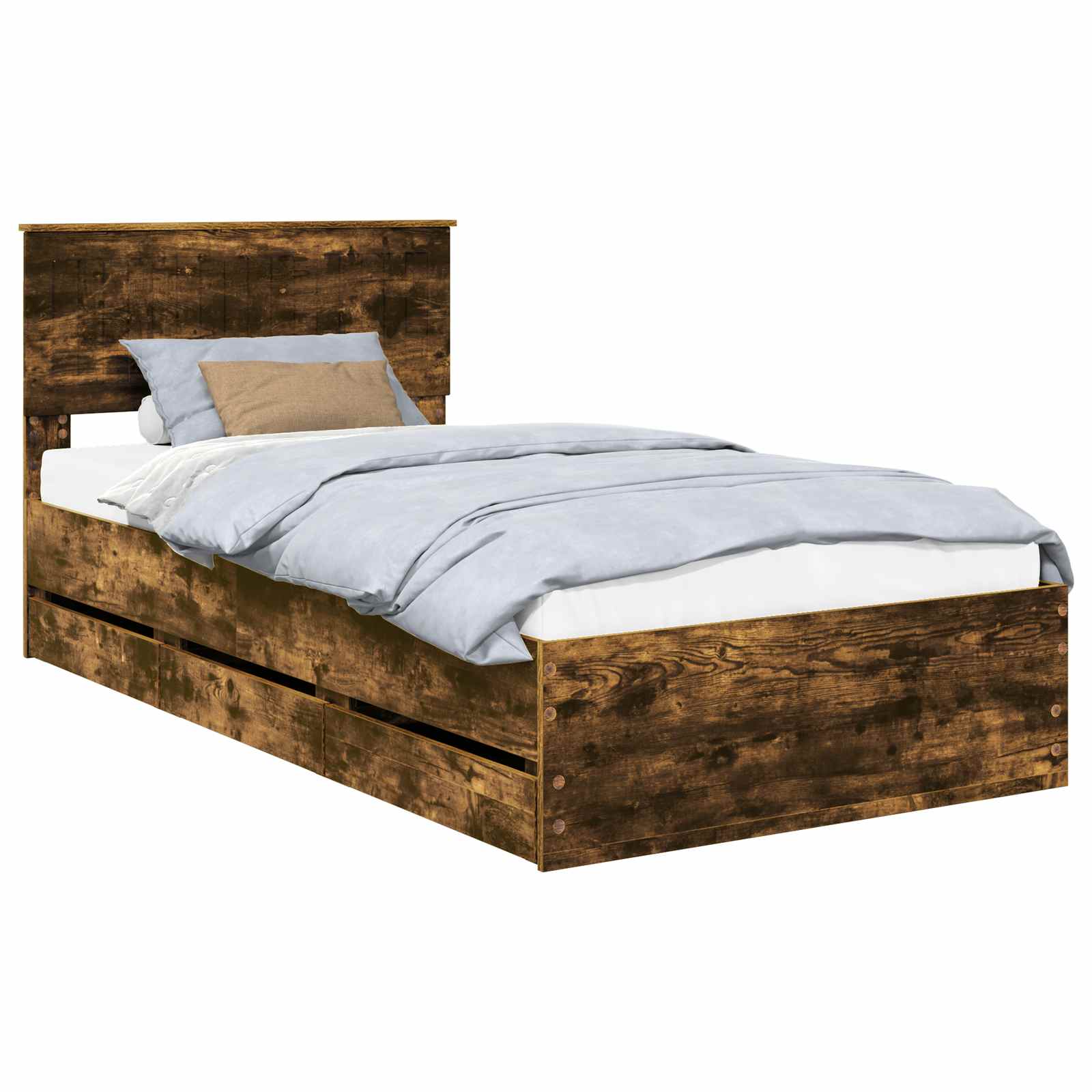 vidaXL Ramka łóżka Dąb wędzony 100 x 200 cm Drewno inżynieryjne