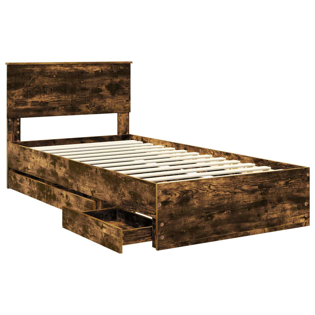 vidaXL Ramka łóżka Dąb wędzony 100 x 200 cm Drewno inżynieryjne