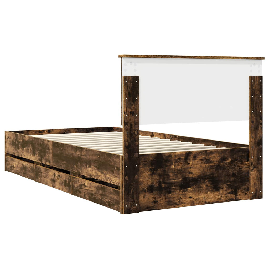 vidaXL Ramka łóżka Dąb wędzony 100 x 200 cm Drewno inżynieryjne