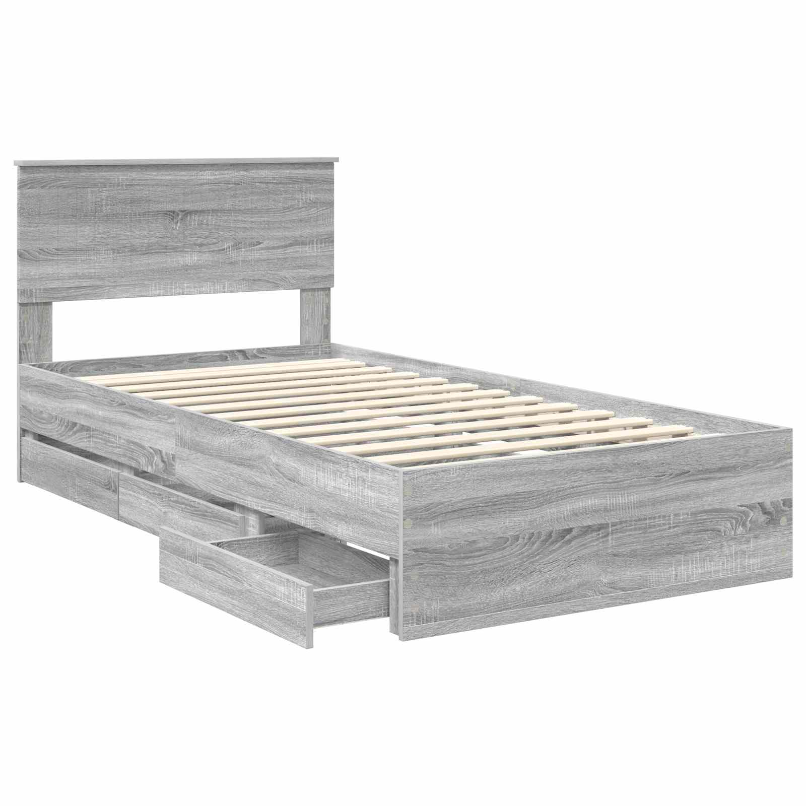 vidaXL Ramka łóżka Szary Sonoma 100 x 200 cm Drewno inżynieryjne