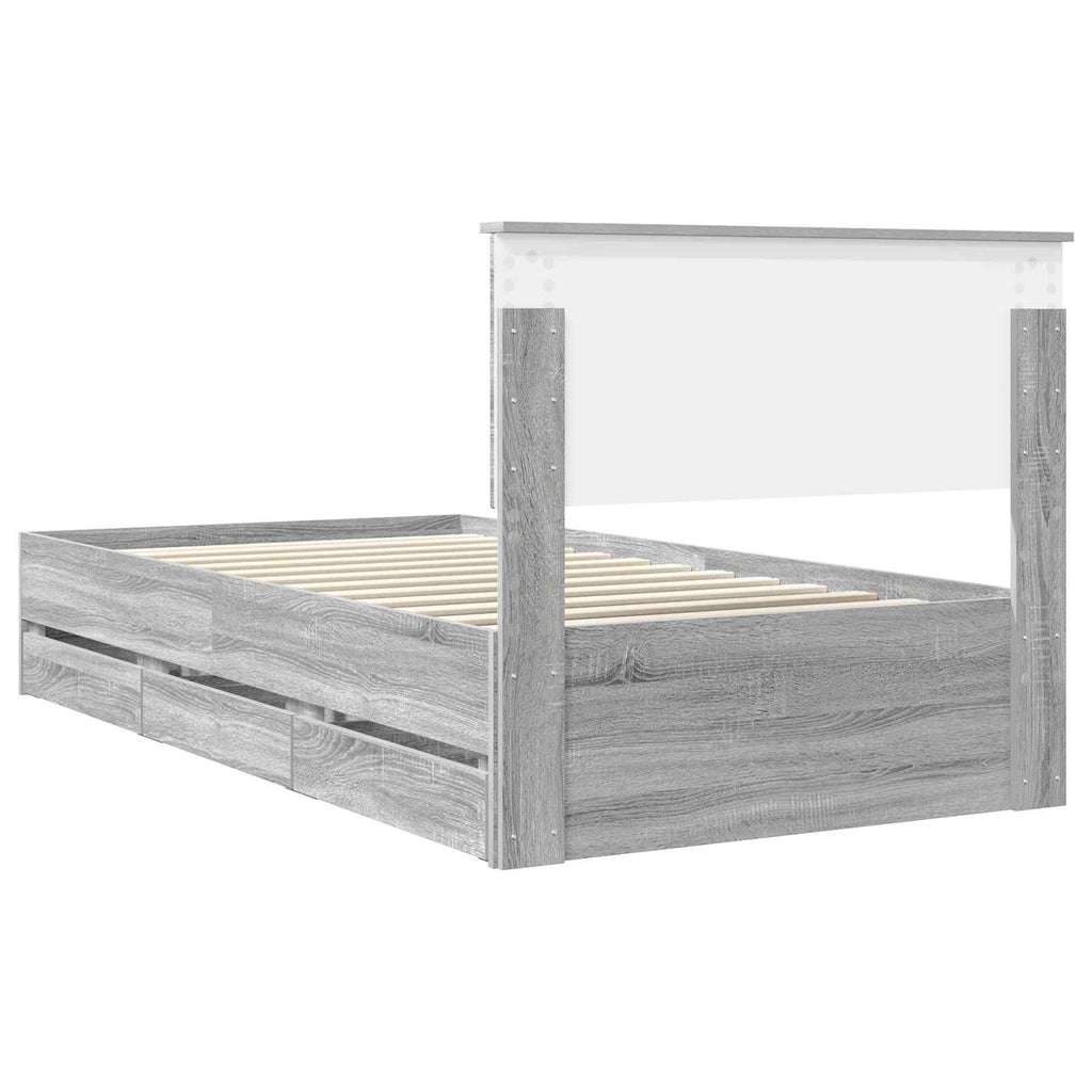 vidaXL Ramka łóżka Szary Sonoma 100 x 200 cm Drewno inżynieryjne