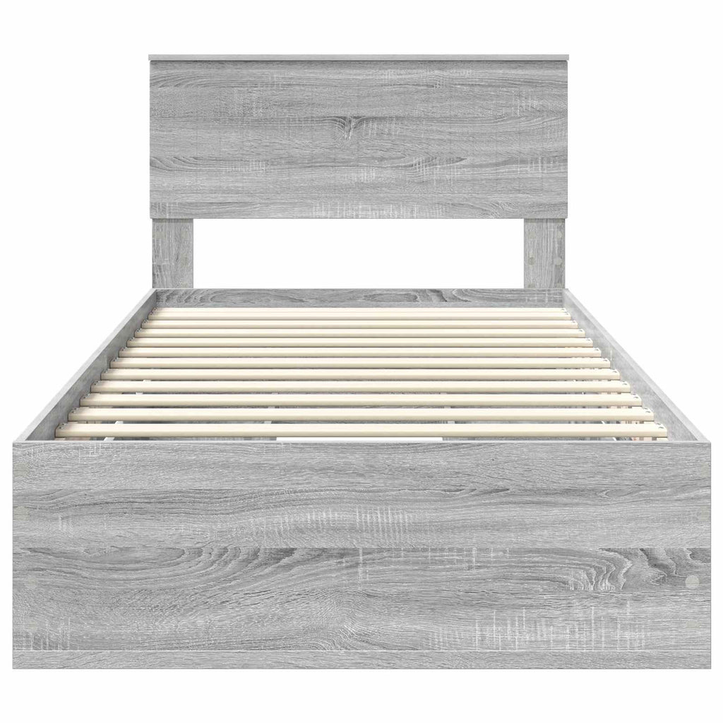vidaXL Ramka łóżka Szary Sonoma 100 x 200 cm Drewno inżynieryjne