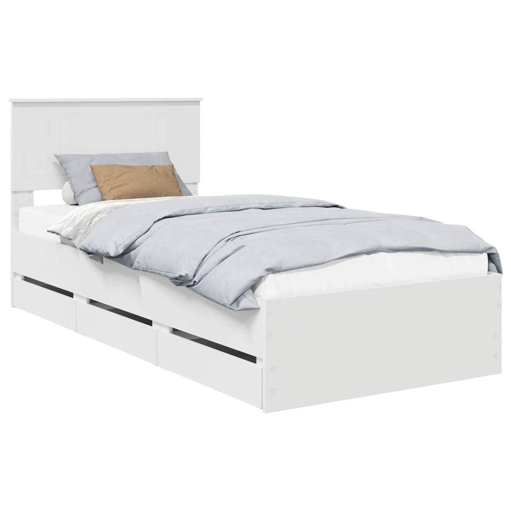 vidaXL Ramka łóżka z szufladą Biały 90 x 200 cm Drewno inżynieryjne