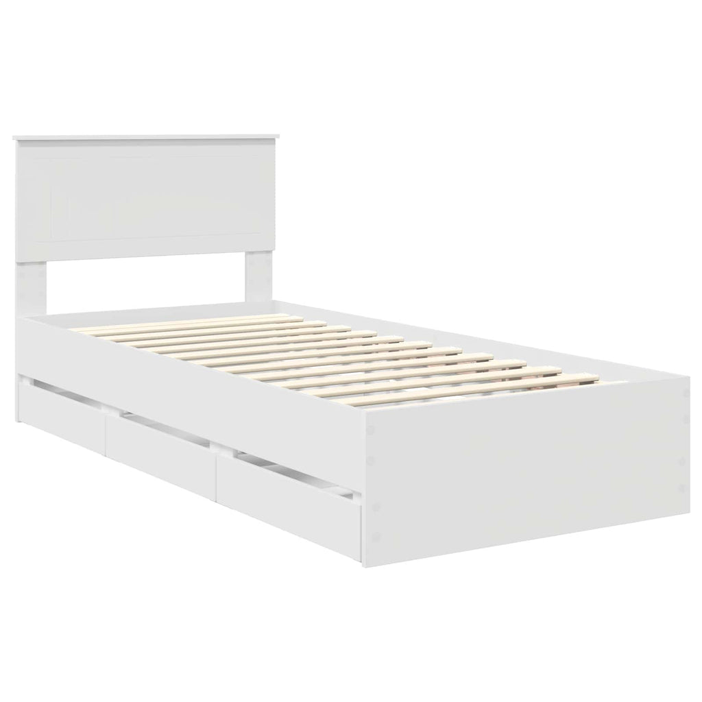 vidaXL Ramka łóżka z szufladą Biały 90 x 200 cm Drewno inżynieryjne