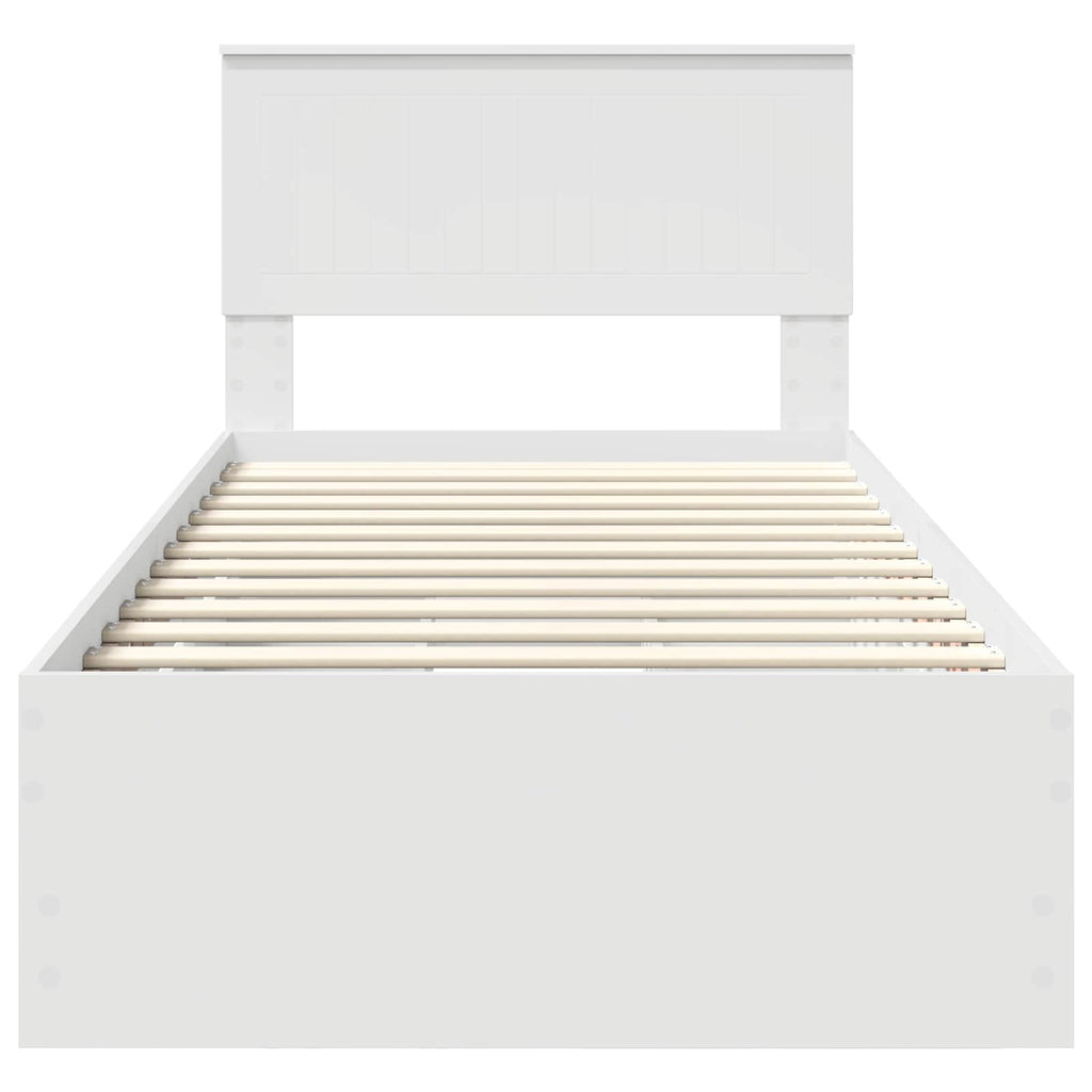vidaXL Ramka łóżka z szufladą Biały 90 x 200 cm Drewno inżynieryjne