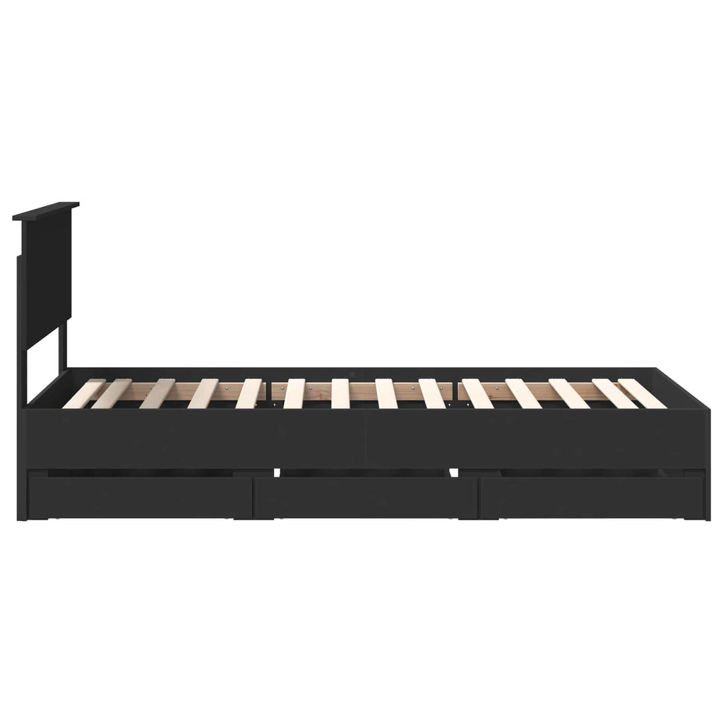 vidaXL Ramka łóżka z szufladą Czarny 90 x 200 cm Drewno inżynieryjne
