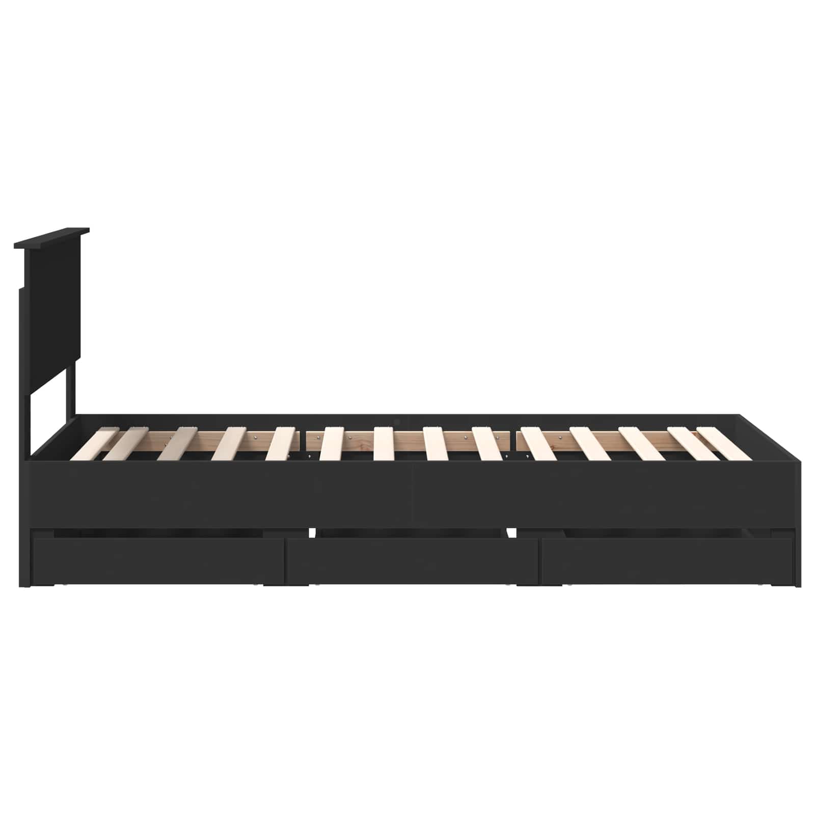 vidaXL Ramka łóżka z szufladą Czarny 90 x 200 cm Drewno inżynieryjne