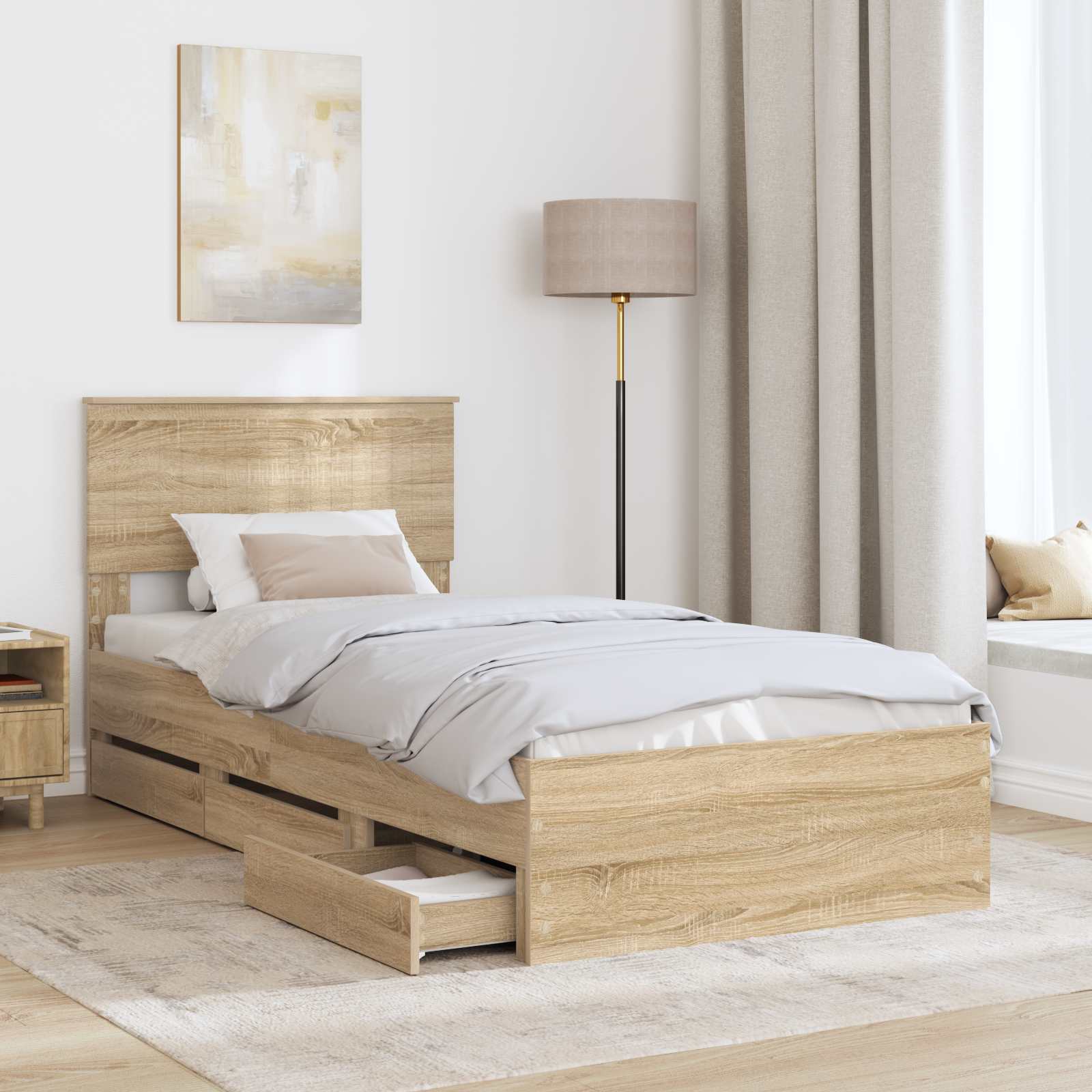 vidaXL Ramka łóżka Dąb Sonoma 90 x 200 cm Drewno inżynieryjne