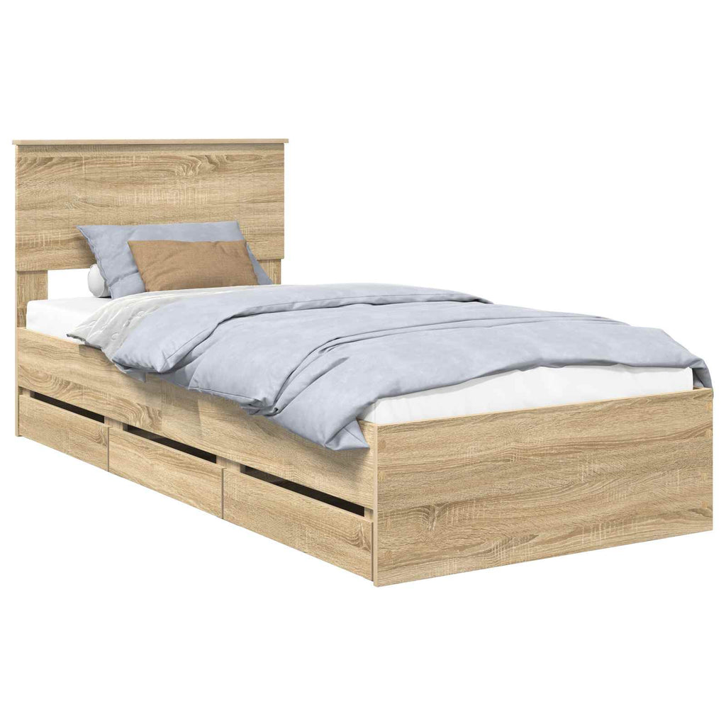 vidaXL Ramka łóżka Dąb Sonoma 90 x 200 cm Drewno inżynieryjne