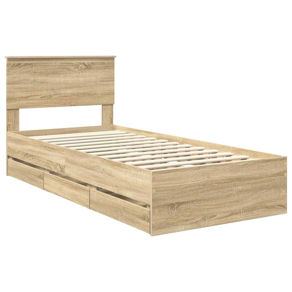 vidaXL Ramka łóżka Dąb Sonoma 90 x 200 cm Drewno inżynieryjne