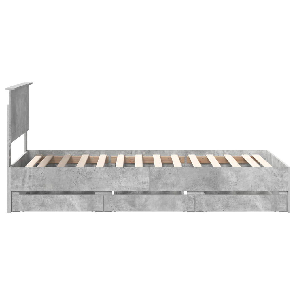 vidaXL Ramka łóżka Betonowy szary 90 x 200 cm Drewno inżynieryjne