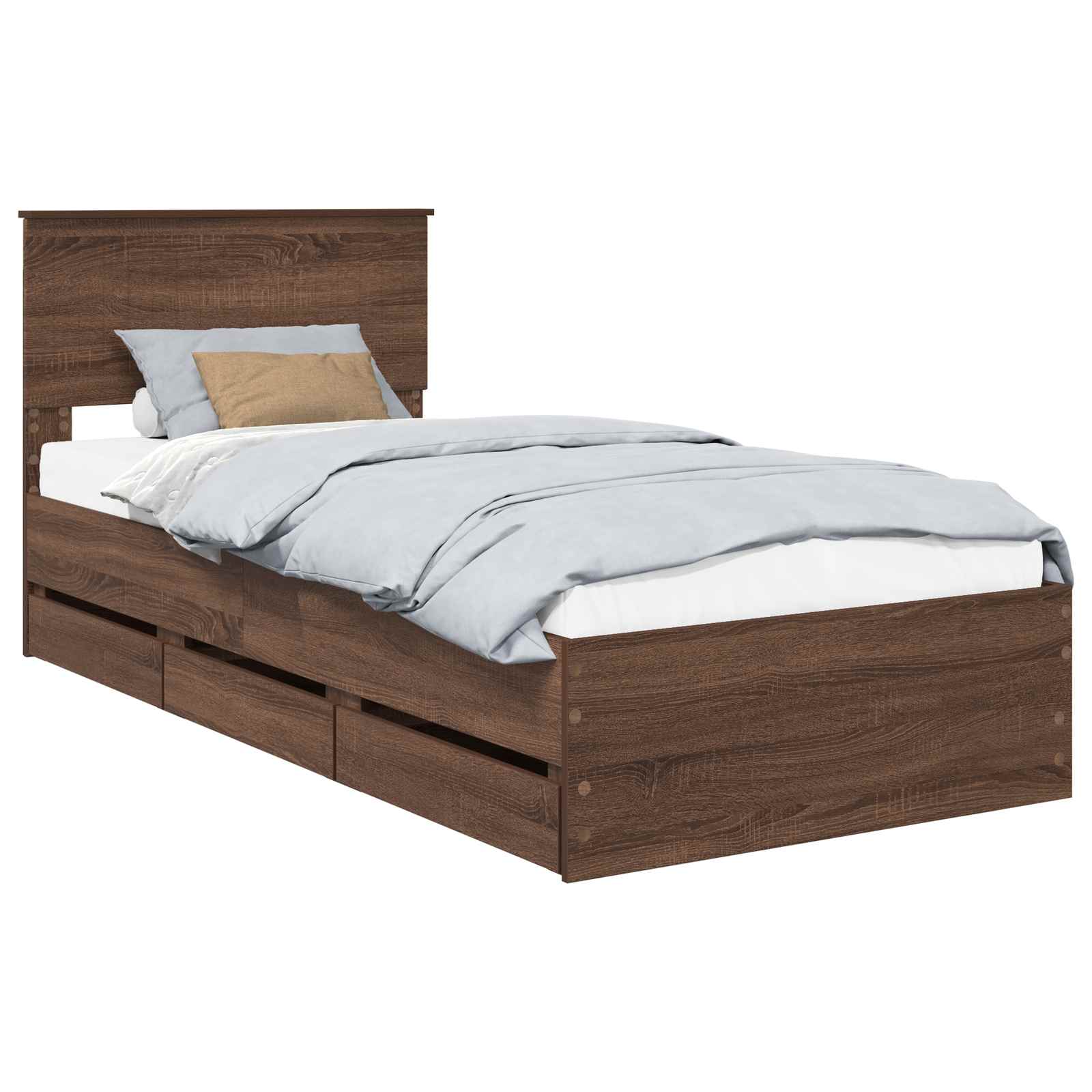 vidaXL Ramka łóżka Brązowy dąb 90 x 200 cm Drewno inżynieryjne