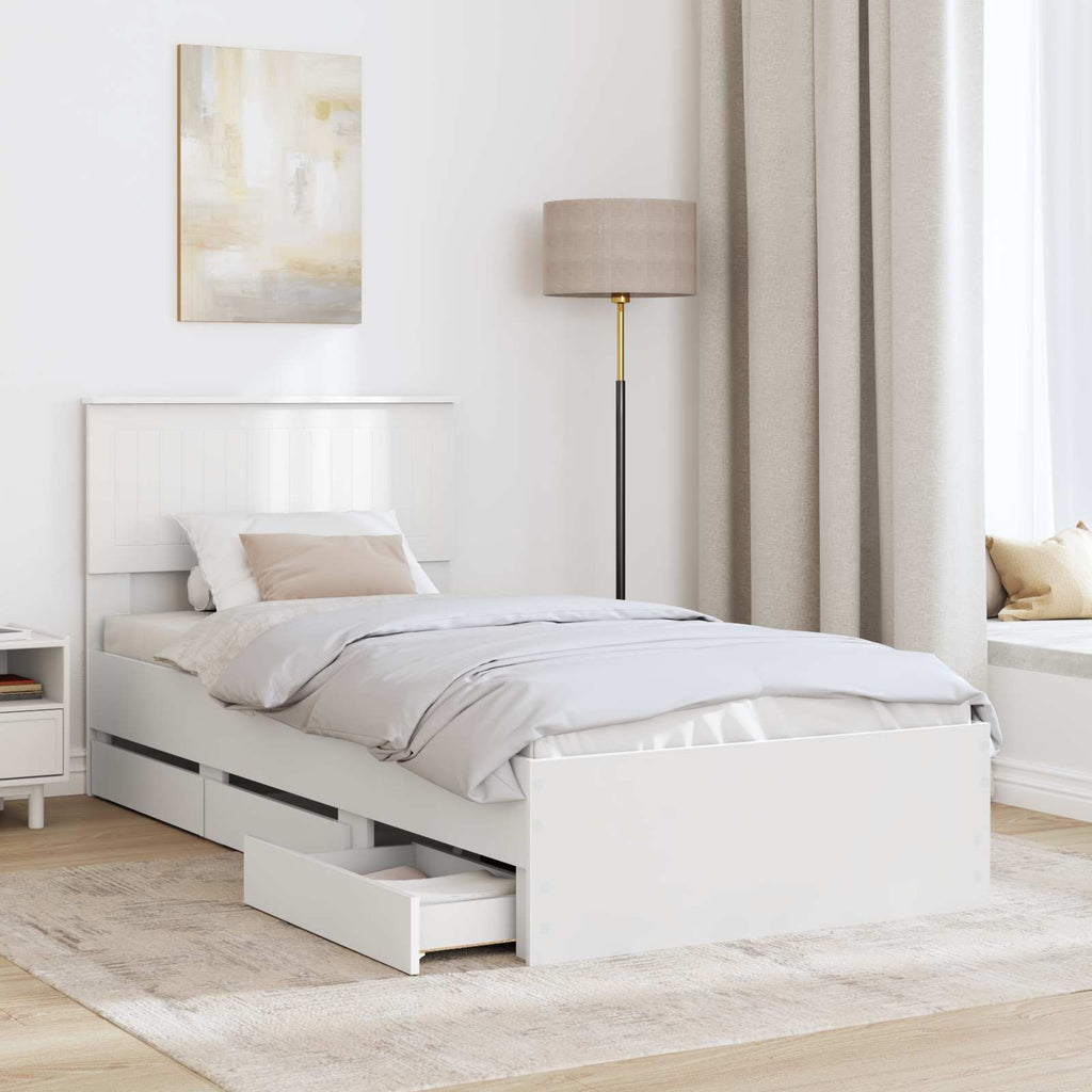 vidaXL Ramka łóżka z szufladą Biały 90 x 190 cm Drewno inżynieryjne