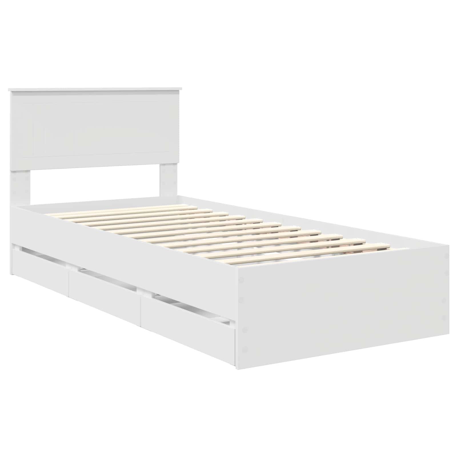 vidaXL Ramka łóżka z szufladą Biały 90 x 190 cm Drewno inżynieryjne