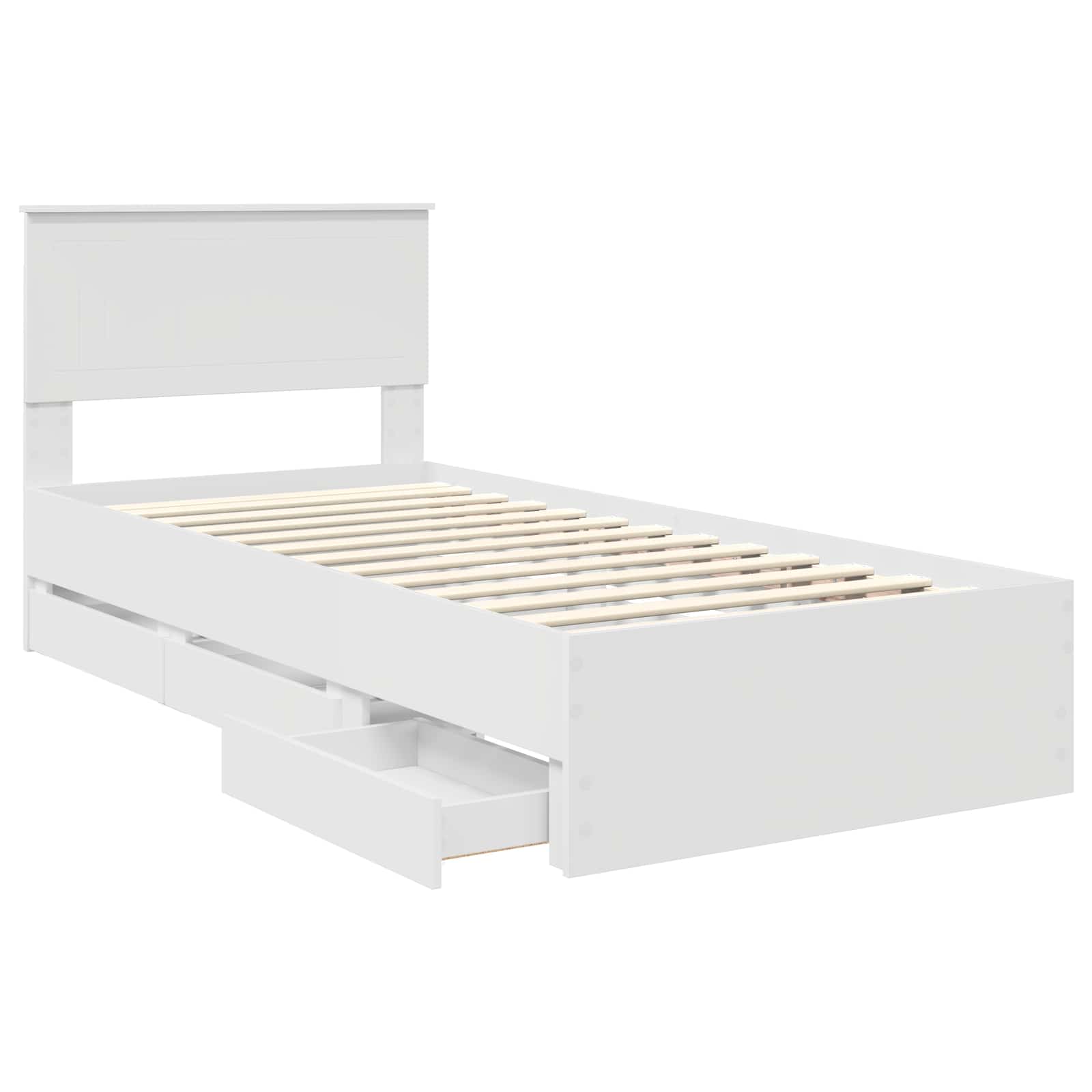 vidaXL Ramka łóżka z szufladą Biały 90 x 190 cm Drewno inżynieryjne